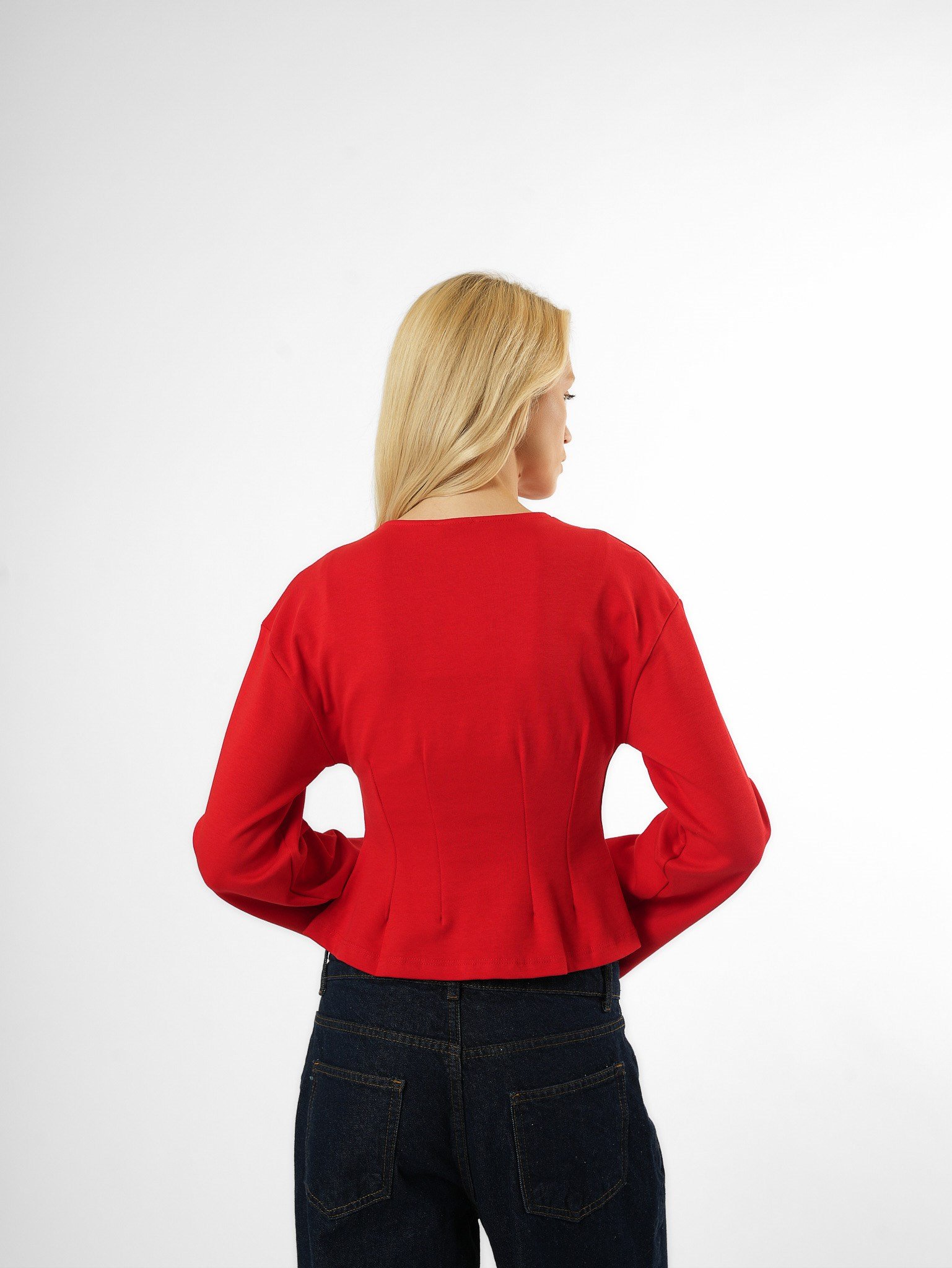 Biye Detaylı Crop Bluz Kırmızı
