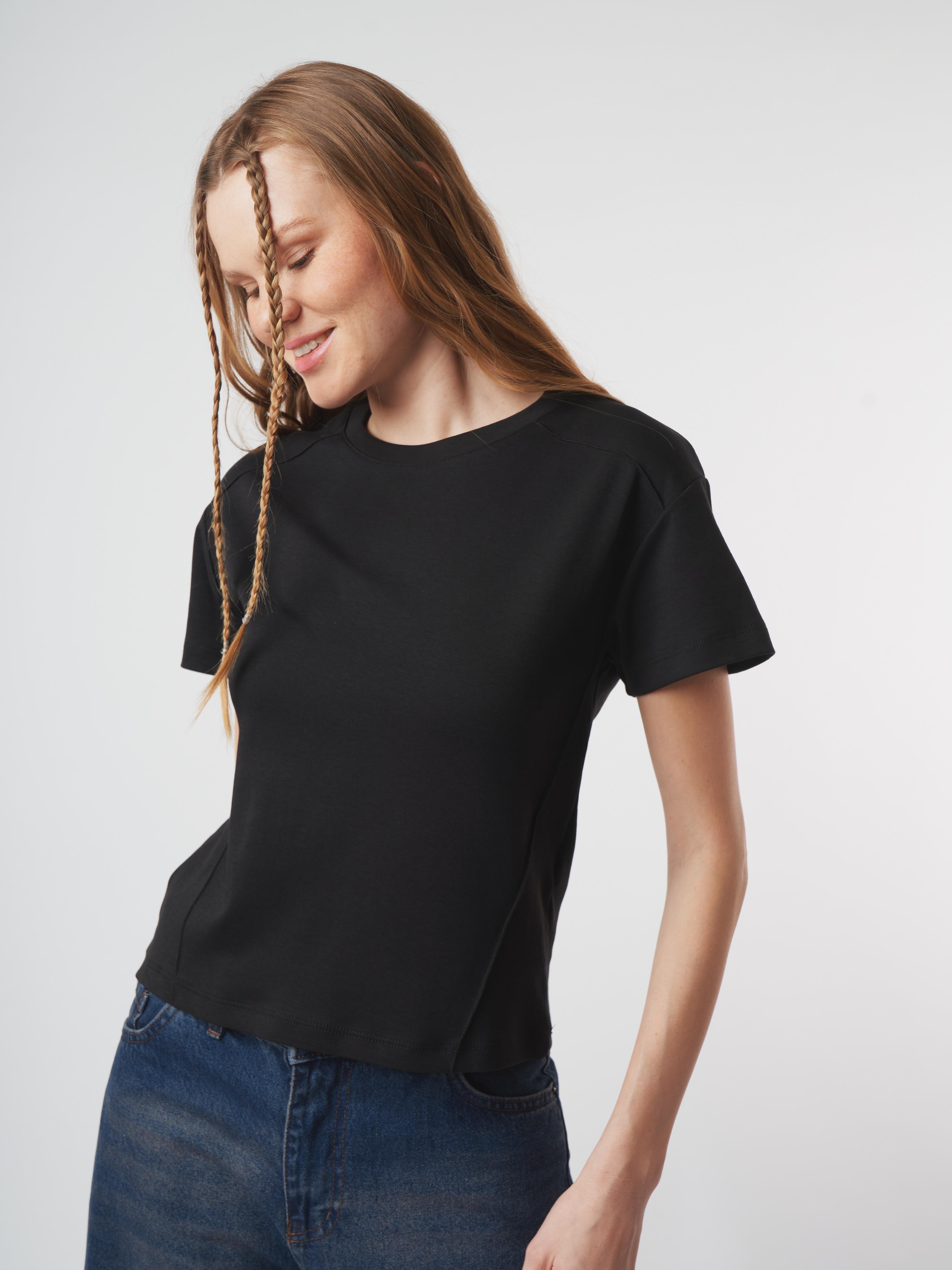 Biyeli Basic Kısa Kol Bluz Siyah