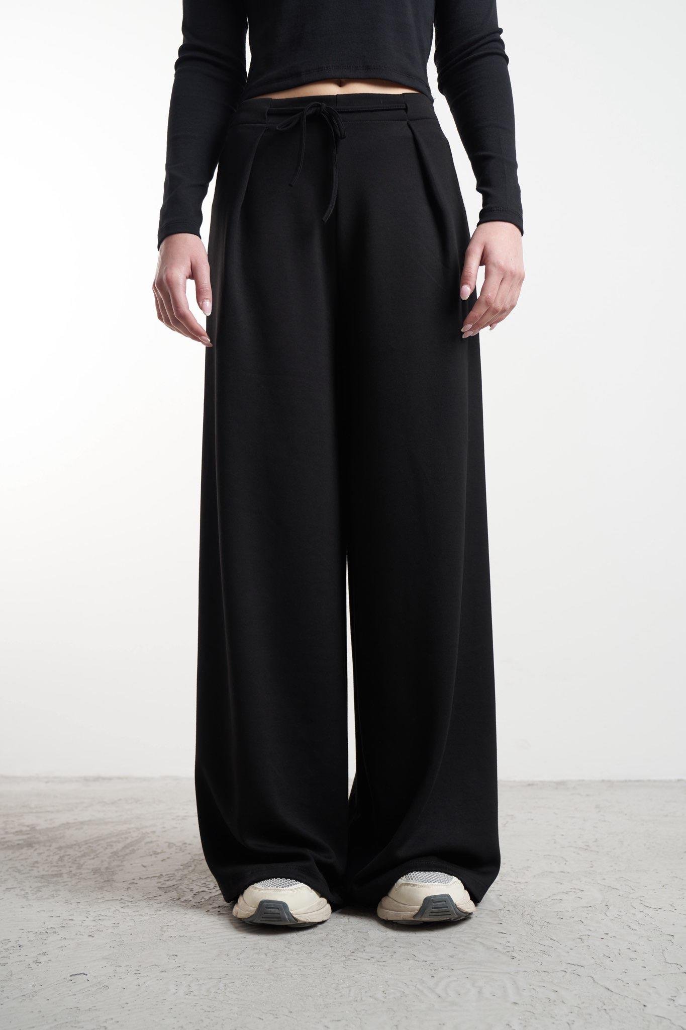 Bol Paça Modal Pantolon Siyah