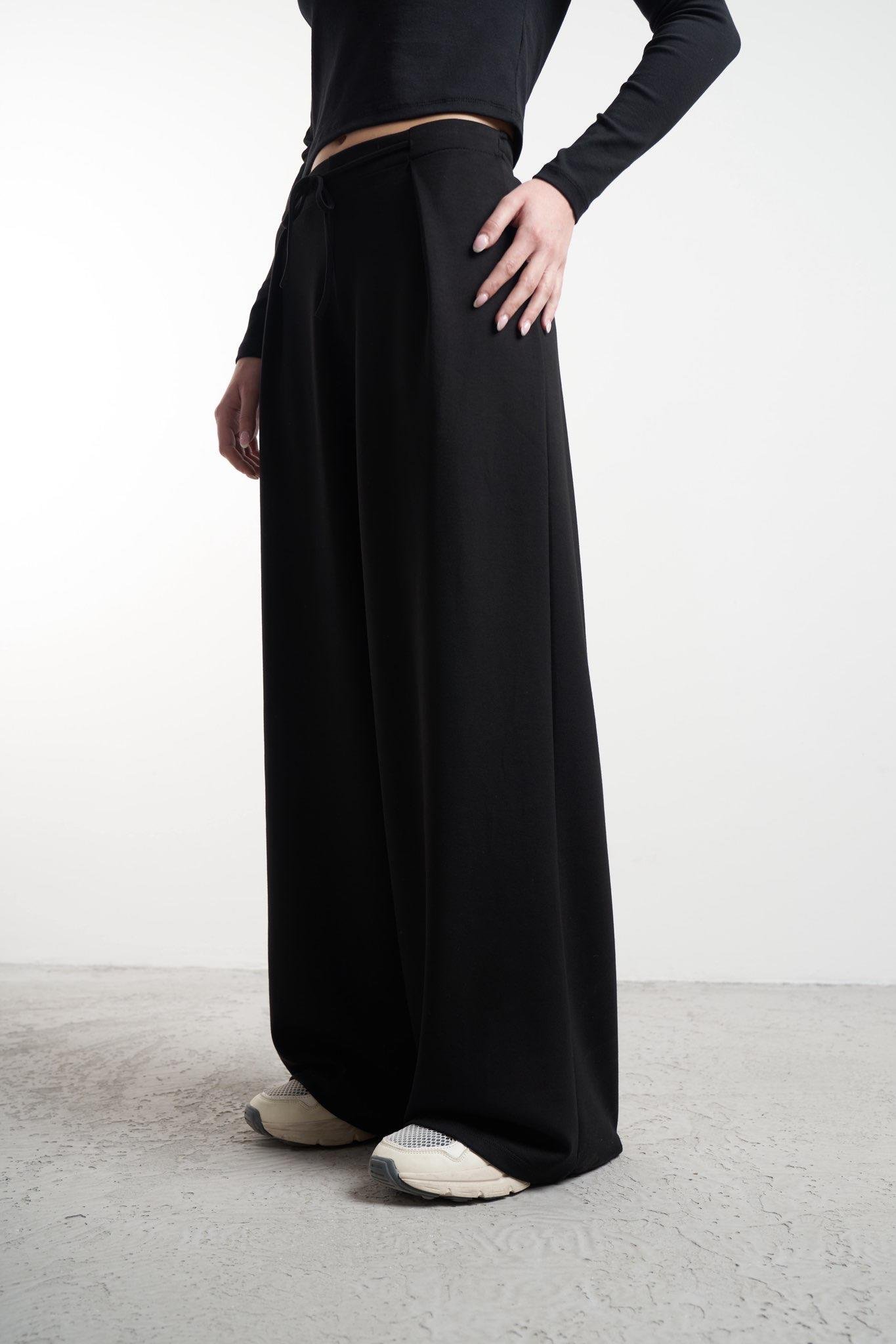 Bol Paça Modal Pantolon Siyah