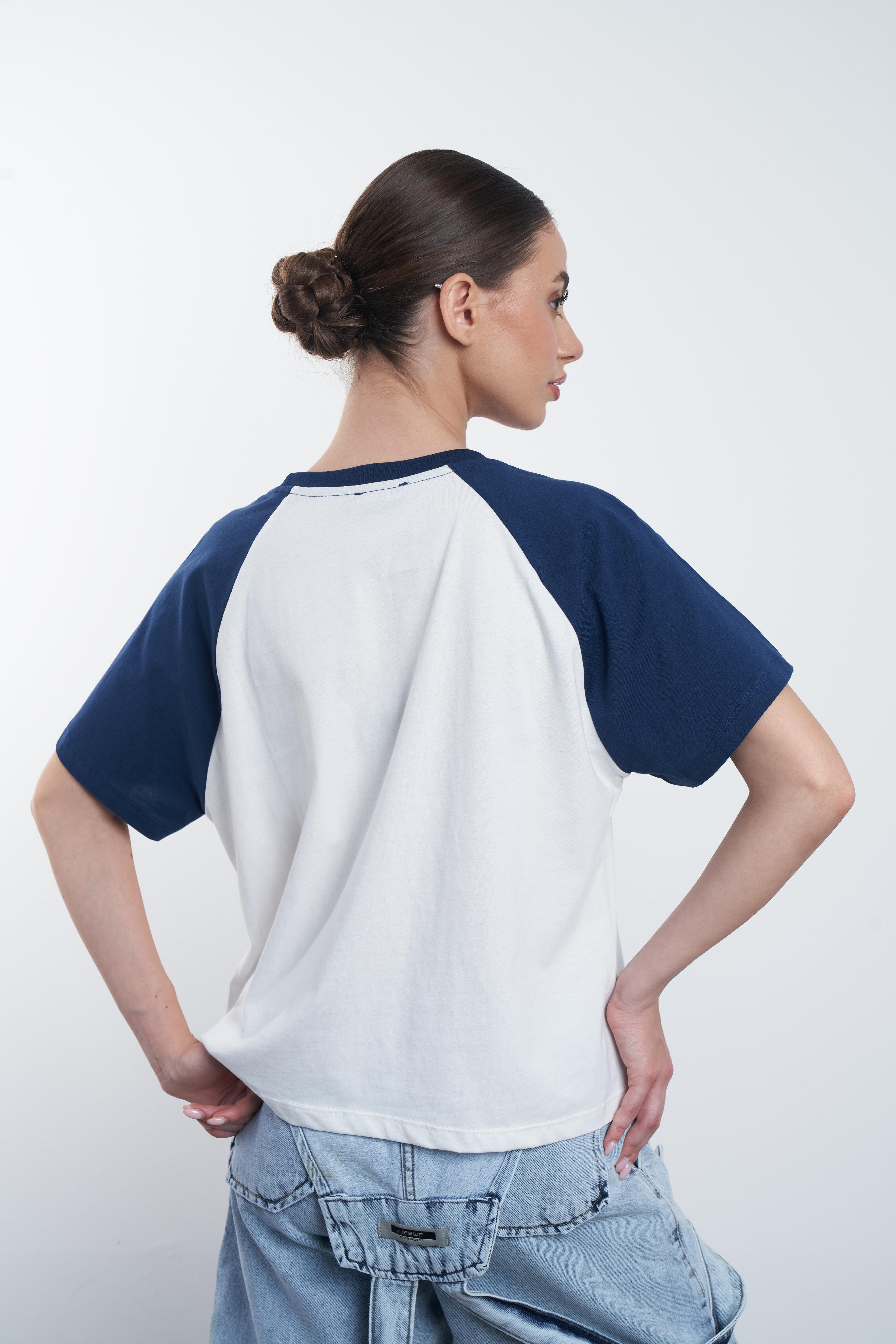 Brooklyn Baskılı T-shirt Lacivert-Ekru