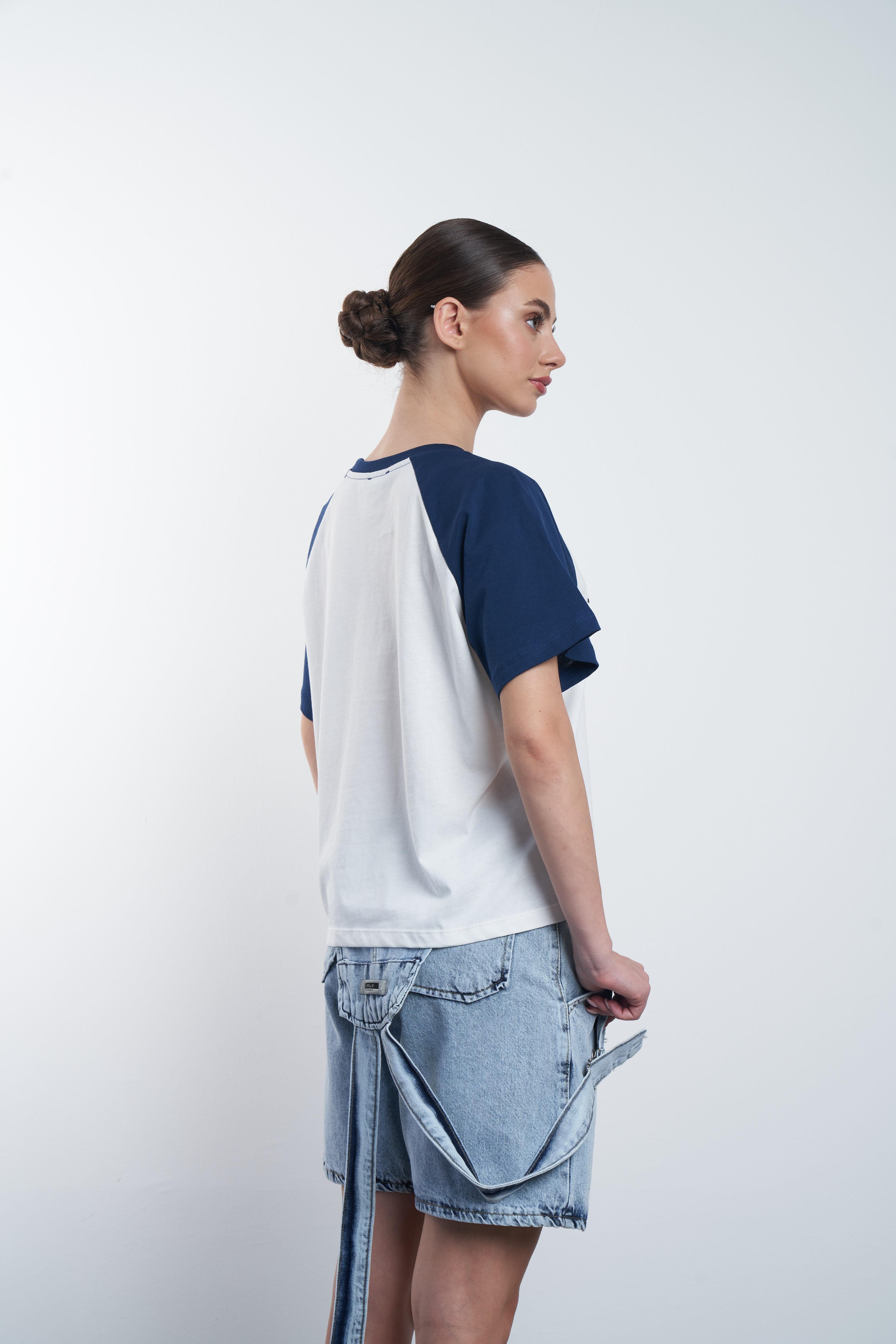 Brooklyn Baskılı T-shirt Lacivert-Ekru