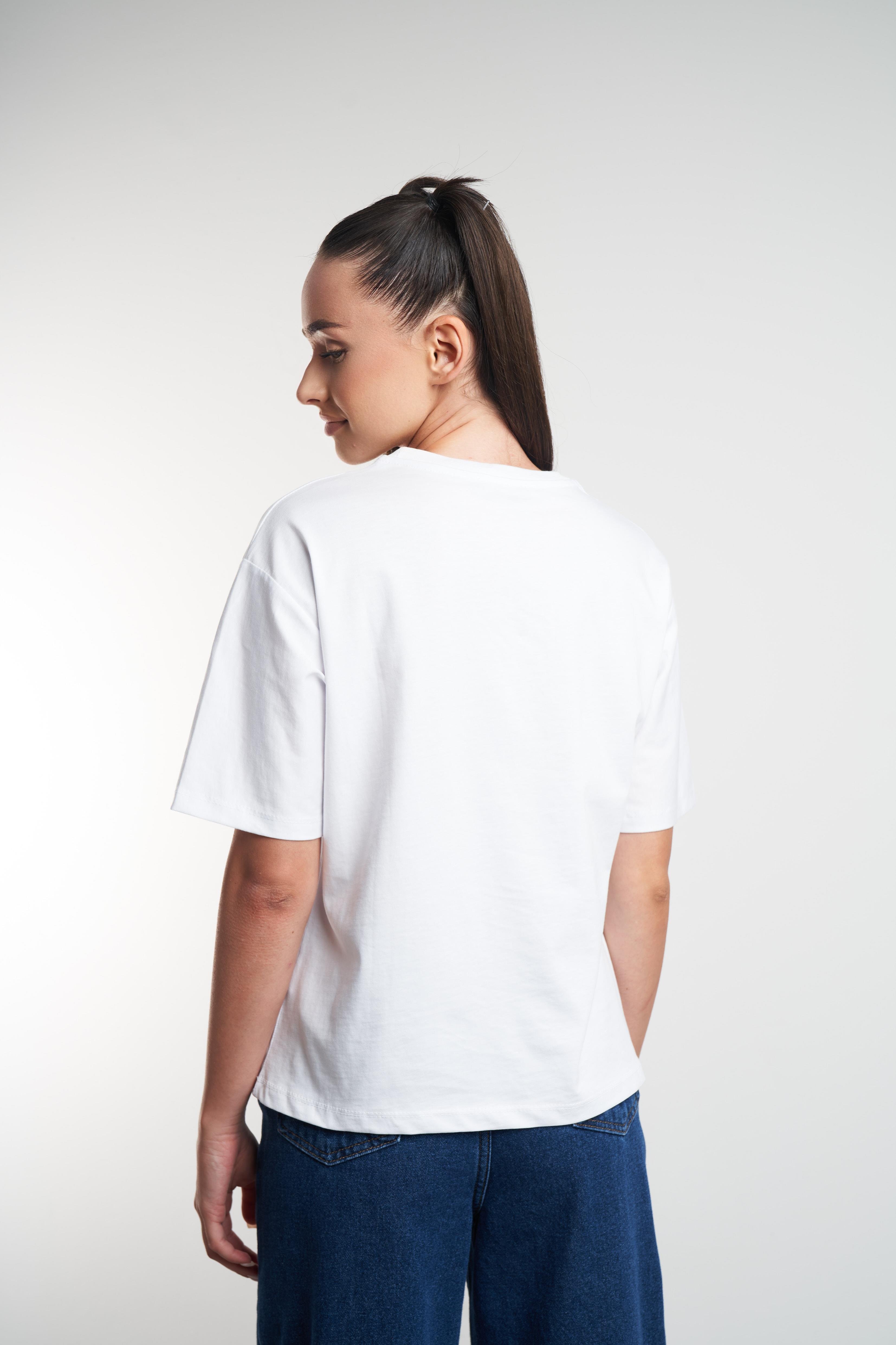 Cake Market Baskılı Kısa Kol T-shirt Beyaz