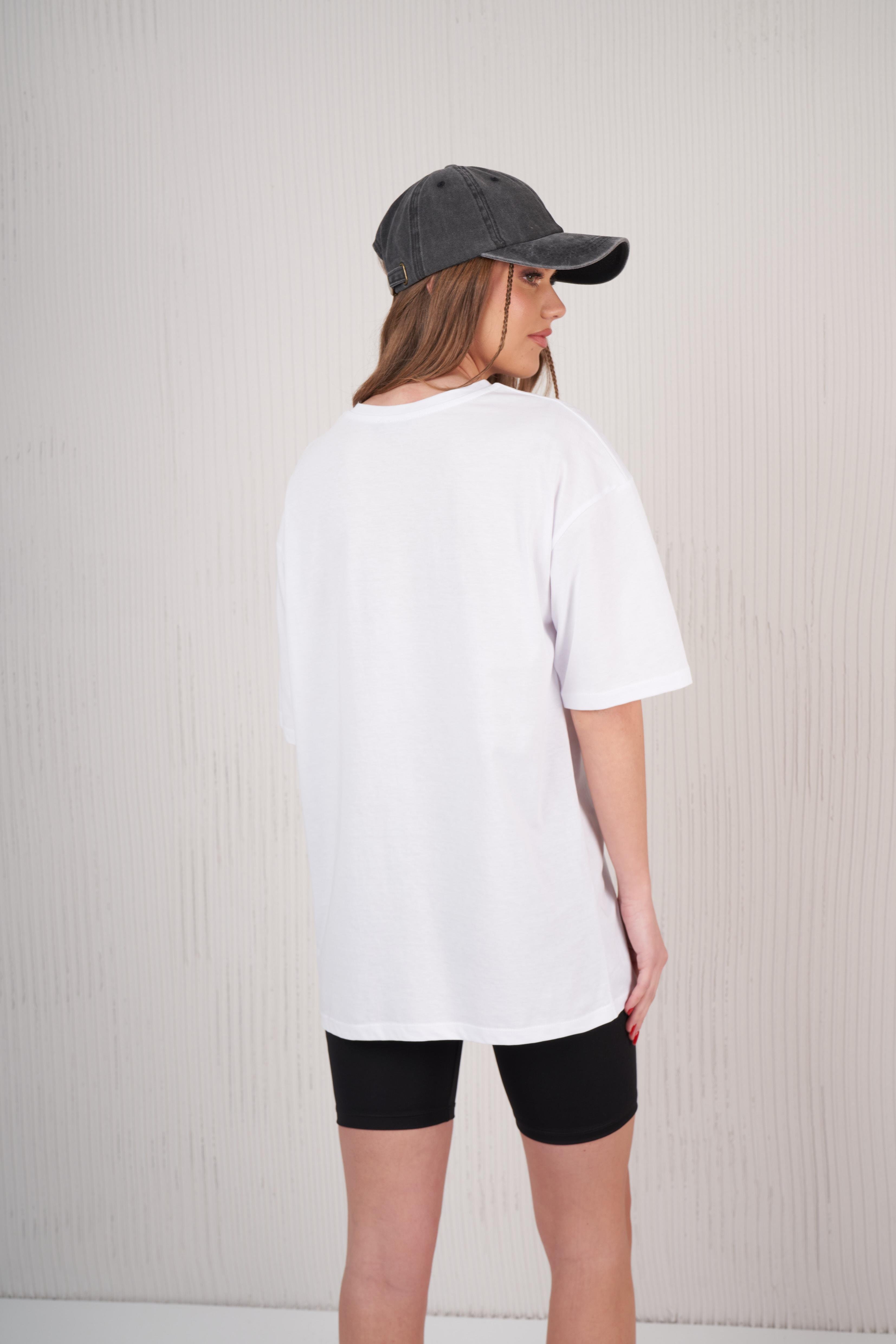 California Nakış Baskılı T-shirt Beyaz