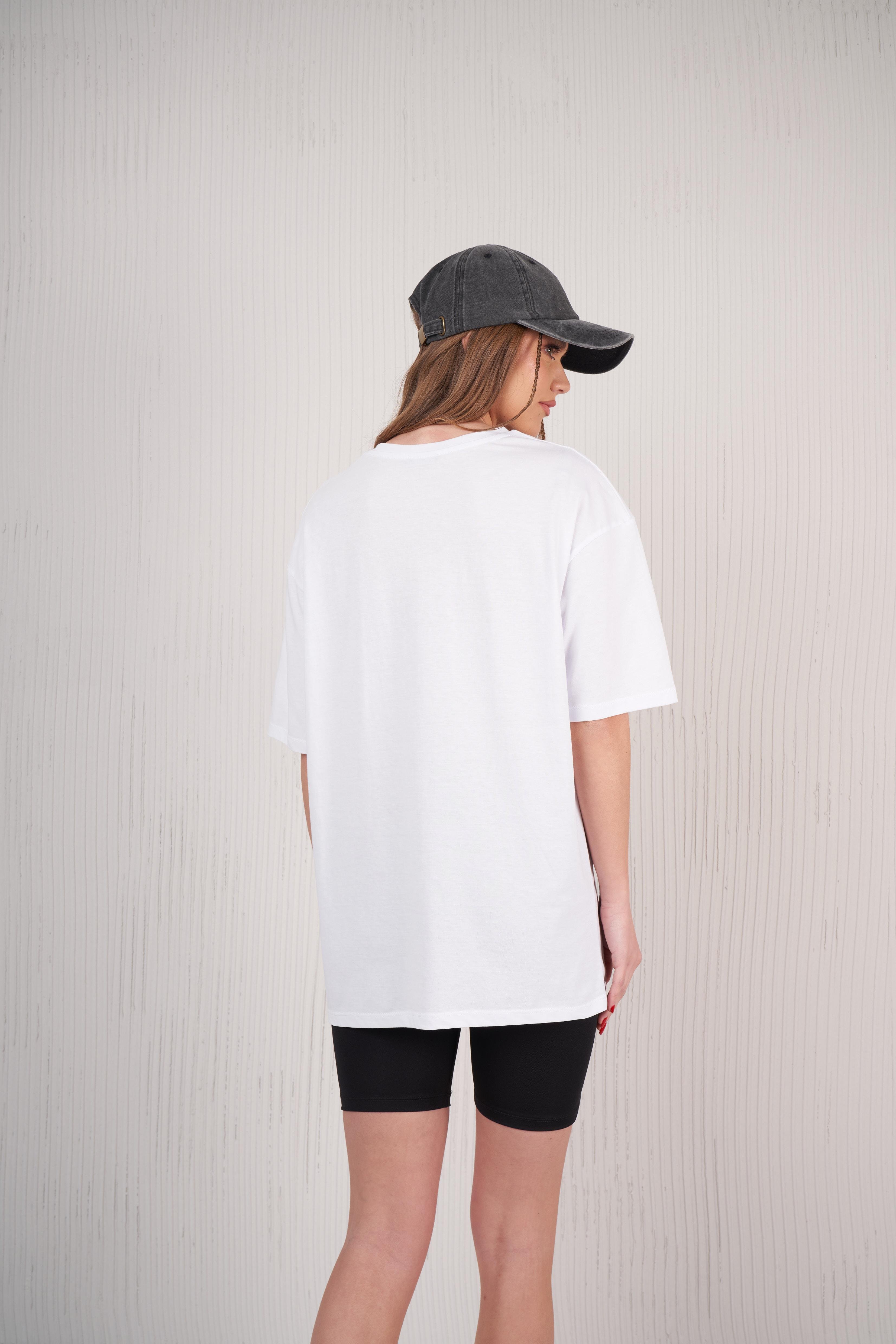 California Nakış Baskılı T-shirt Beyaz