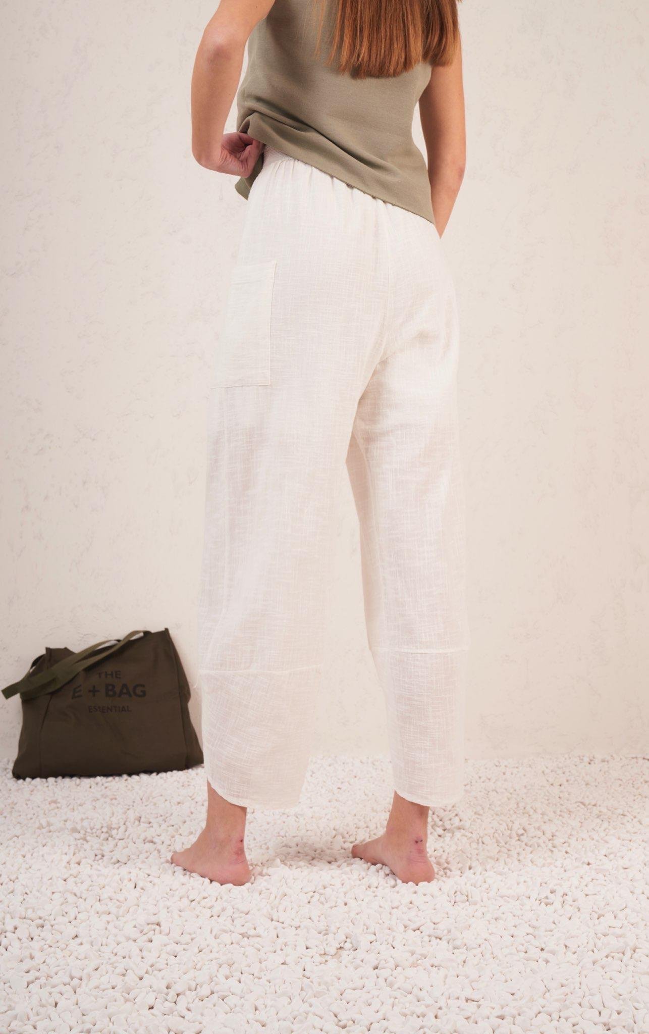 Cep Detaylı Şalvar Model Pantolon Ekru
