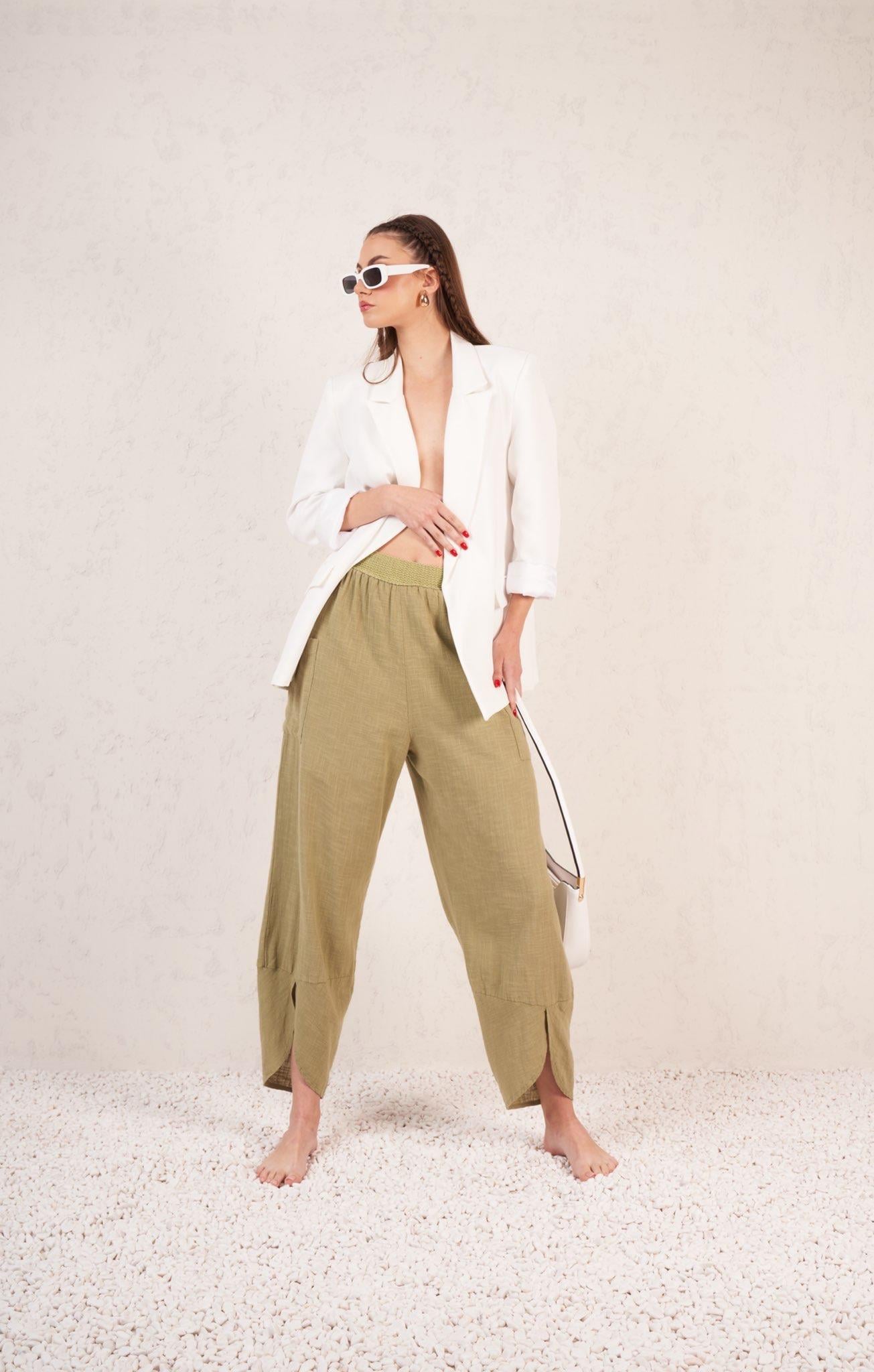 Cep Detaylı Şalvar Model Pantolon Haki