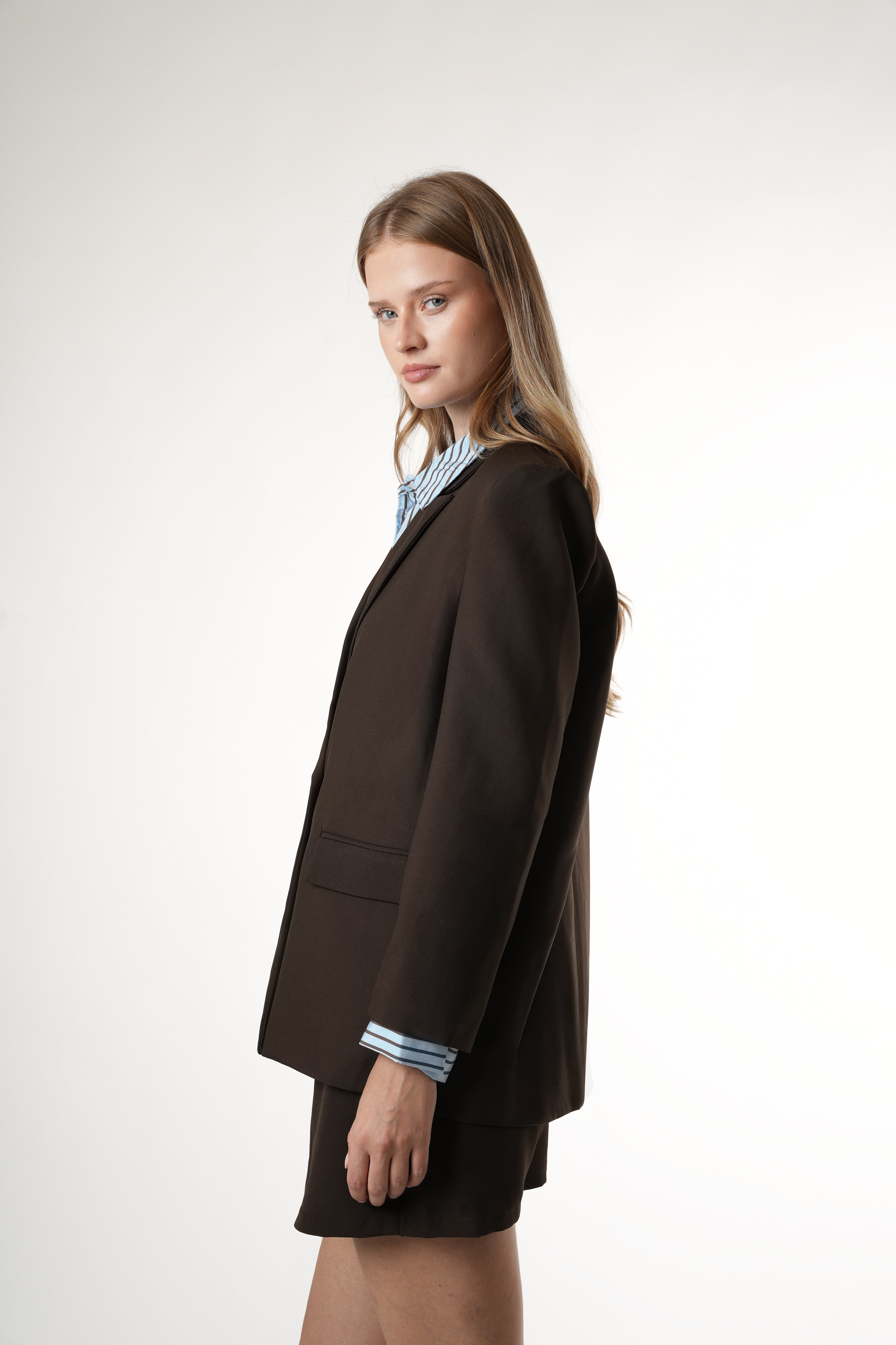 Cepli Blazer Ceket Acı Kahve