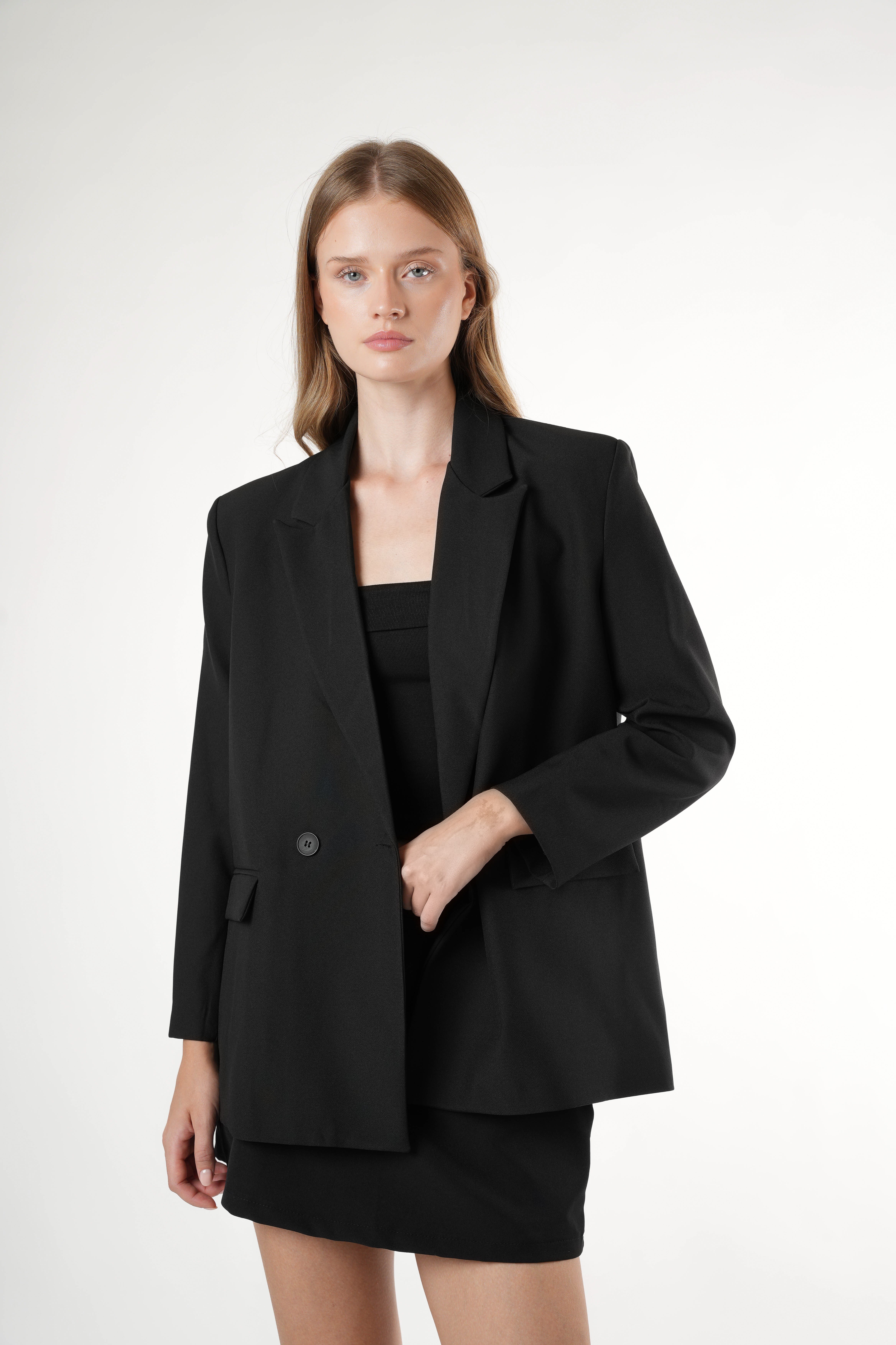 Cepli Blazer Ceket Siyah