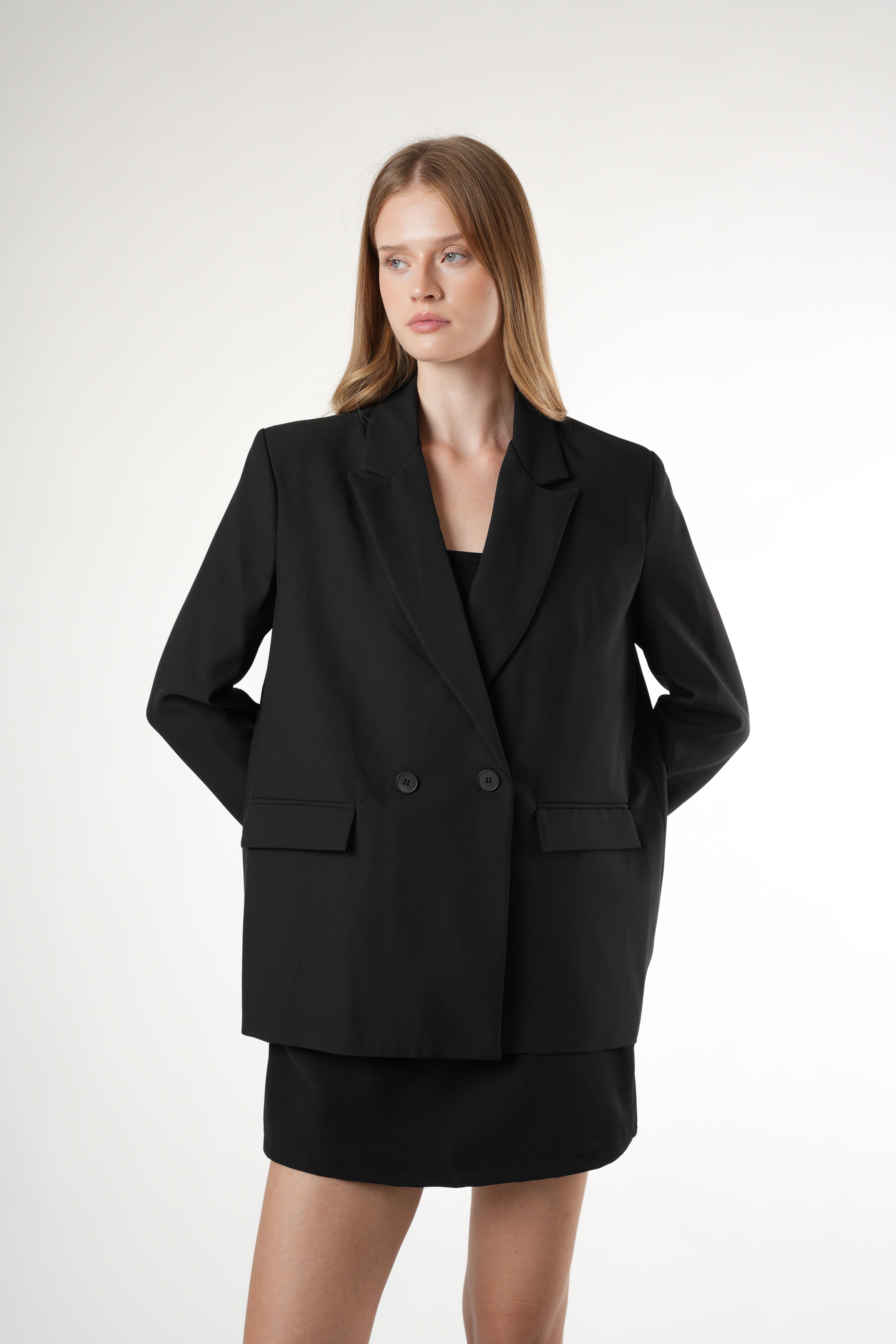 Cepli Blazer Ceket Siyah