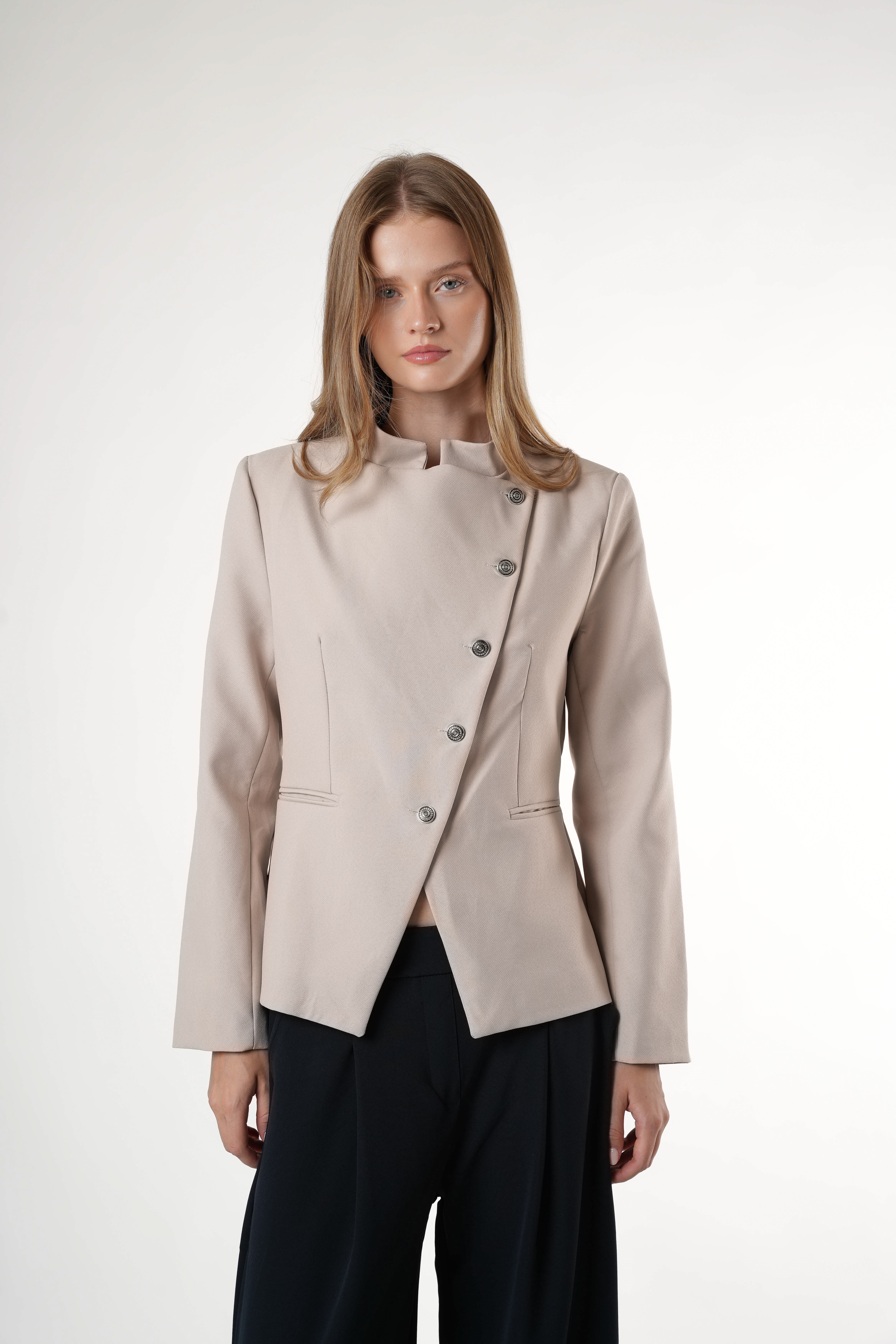 Cepli Blazer Ceket Taş