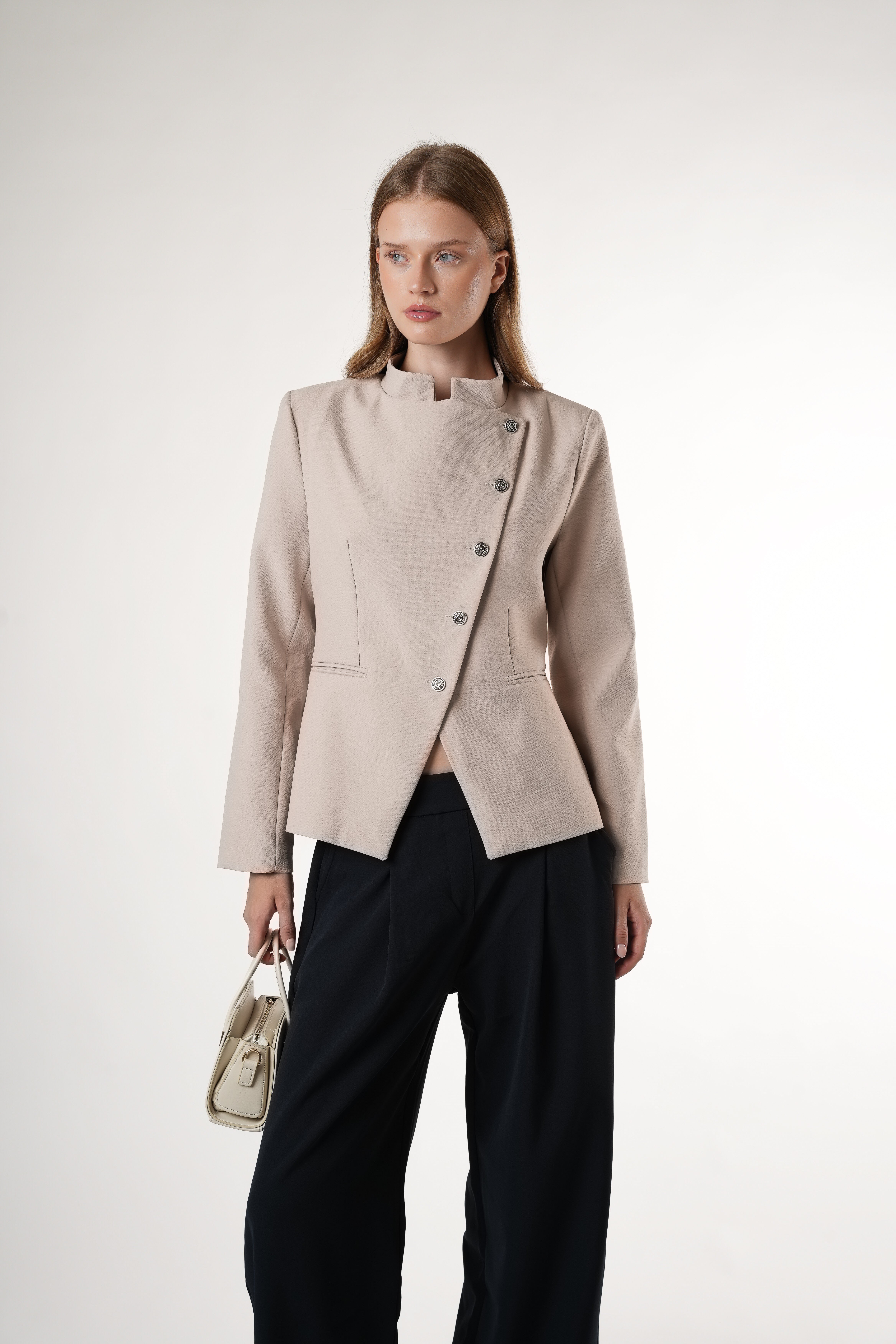 Cepli Blazer Ceket Taş