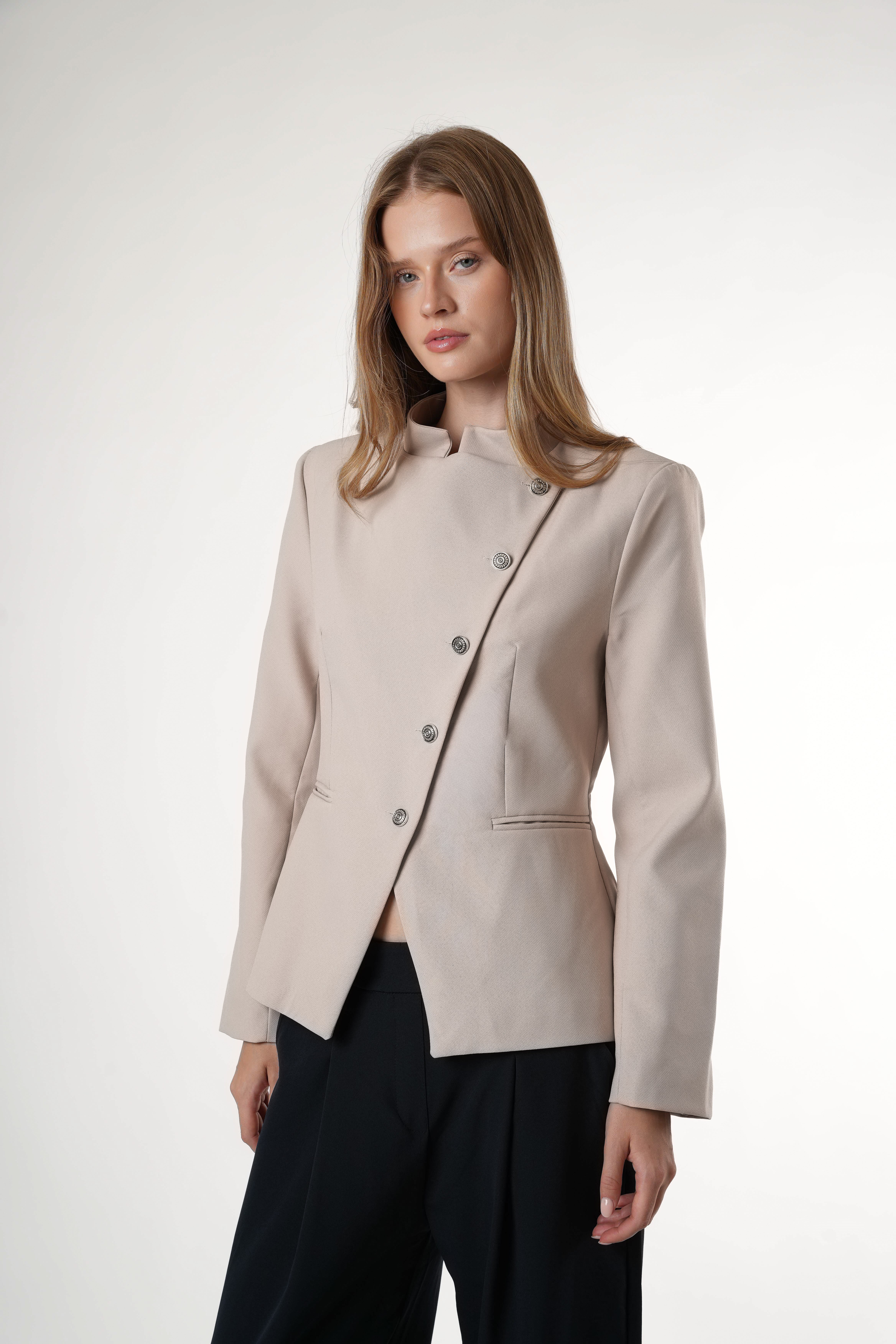 Cepli Blazer Ceket Taş