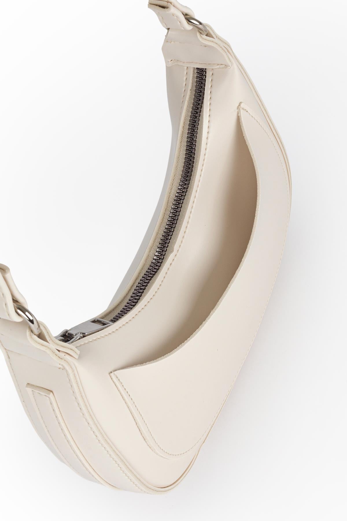 Çift Askılı Luxury Baget Çapraz Çanta Ekru