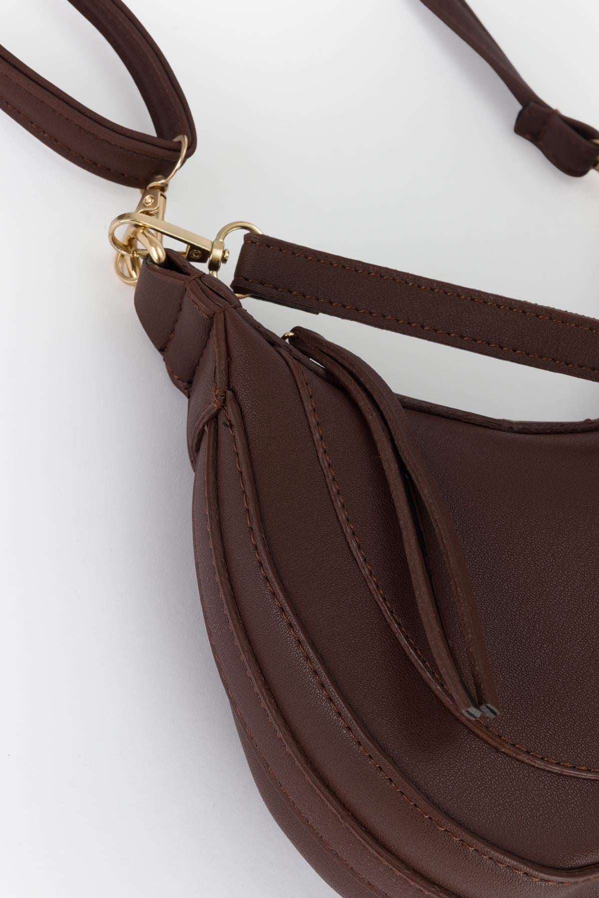 Çift Askılı Luxury Baget Çapraz Çanta Kahve