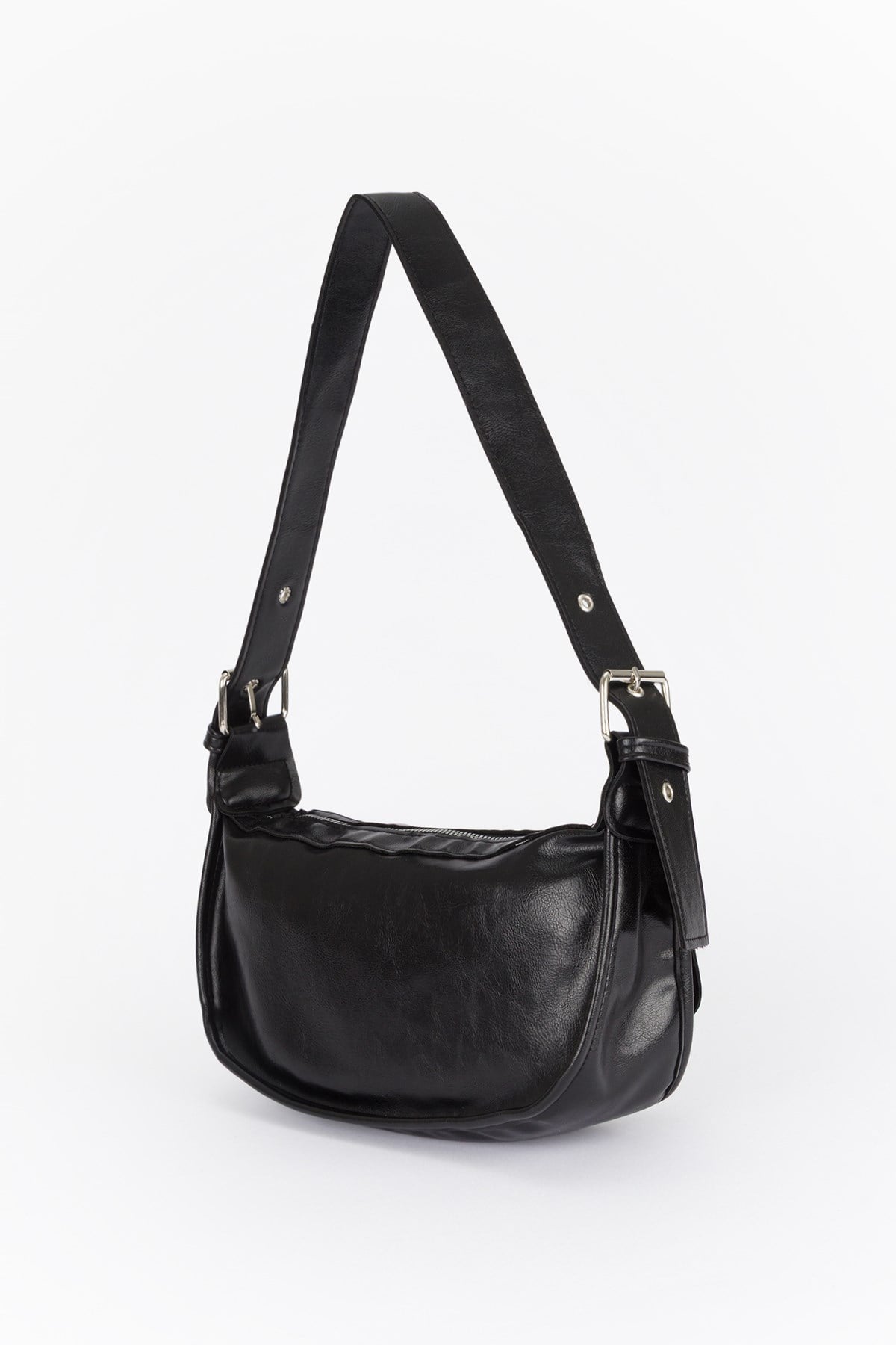 Çift Cepli Vintage Baget Çanta Siyah
