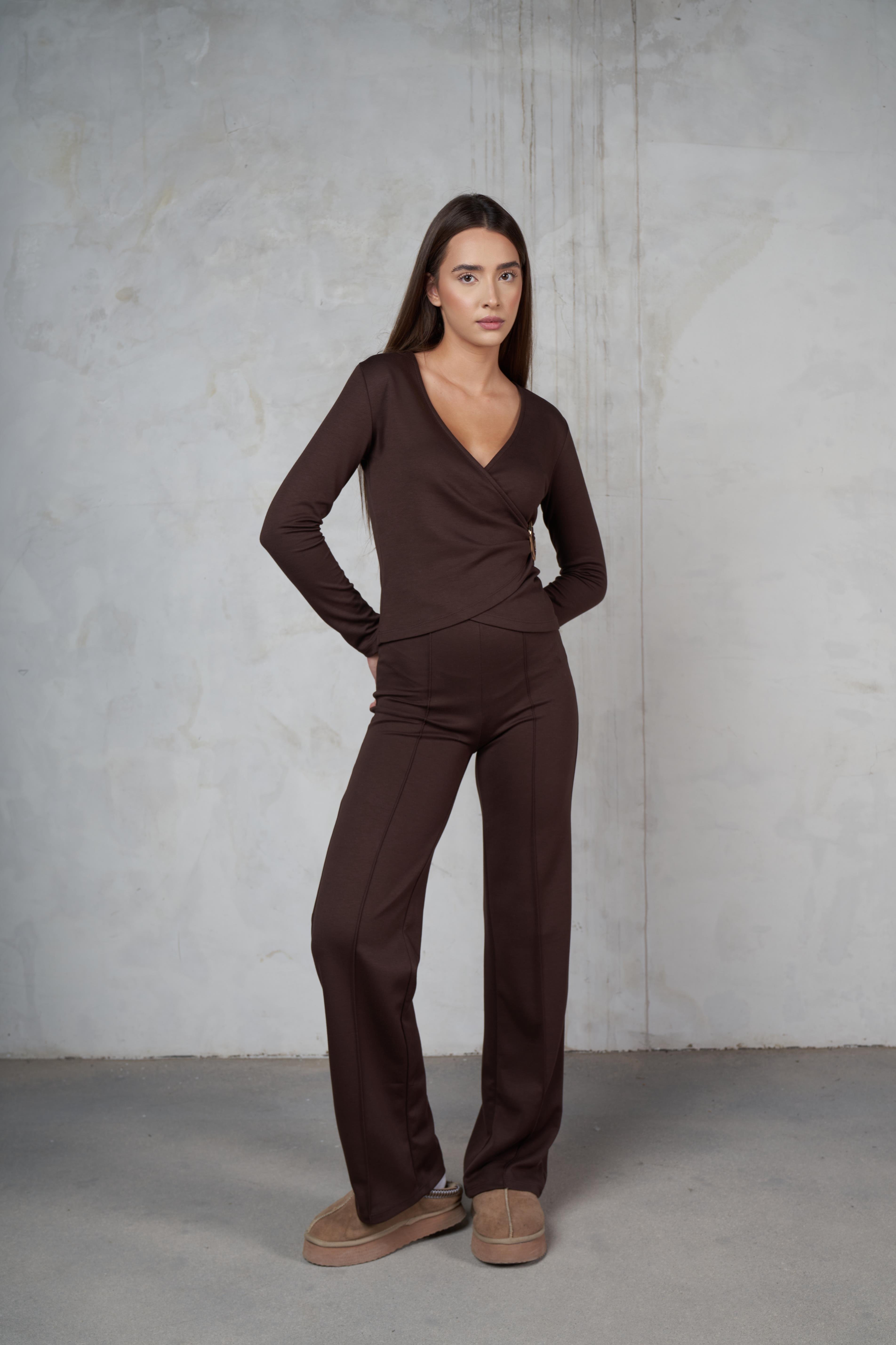 Çimalı Bol Paça Modal Pantolon Kahve