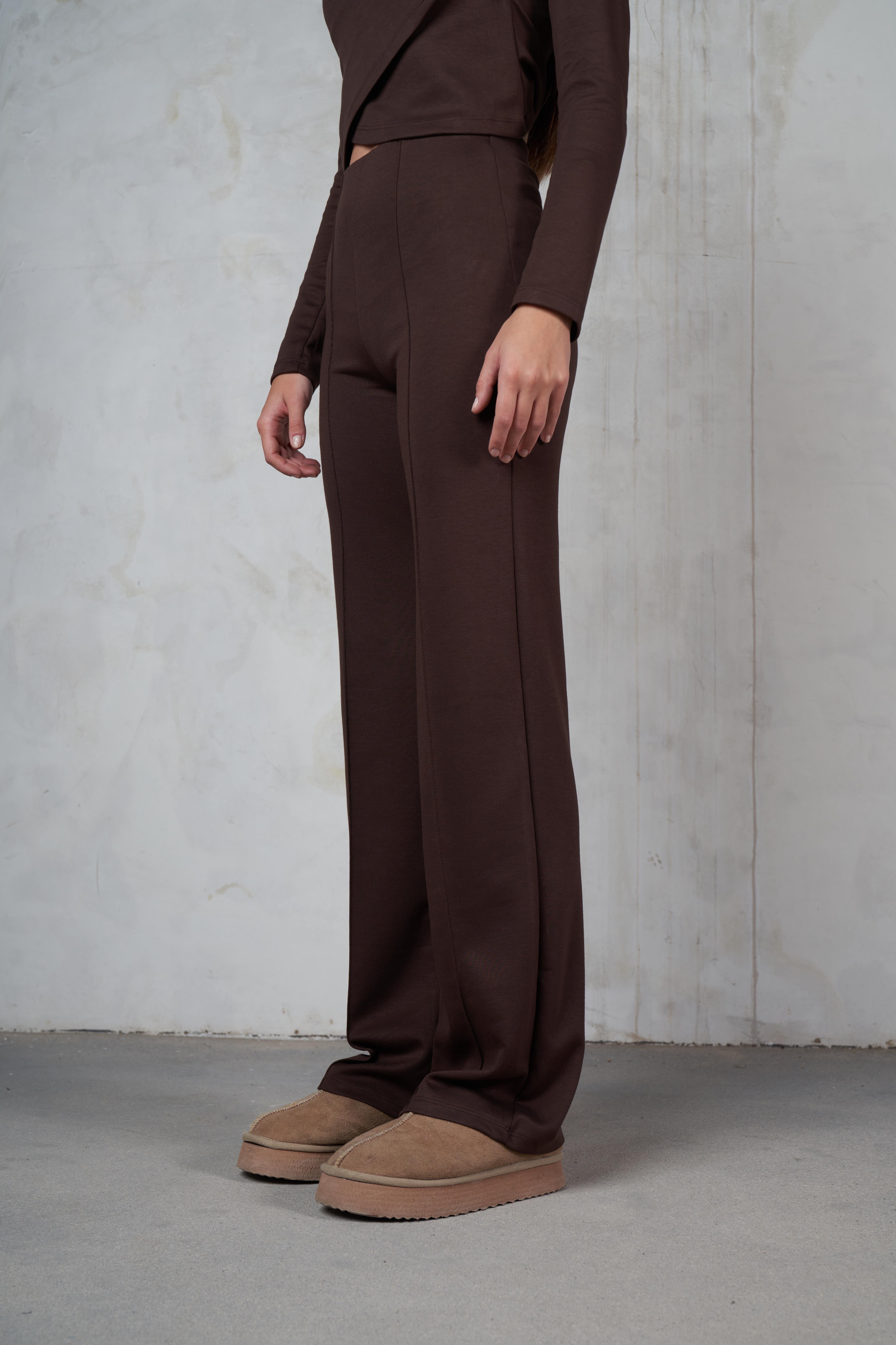 Çimalı Bol Paça Modal Pantolon Kahve