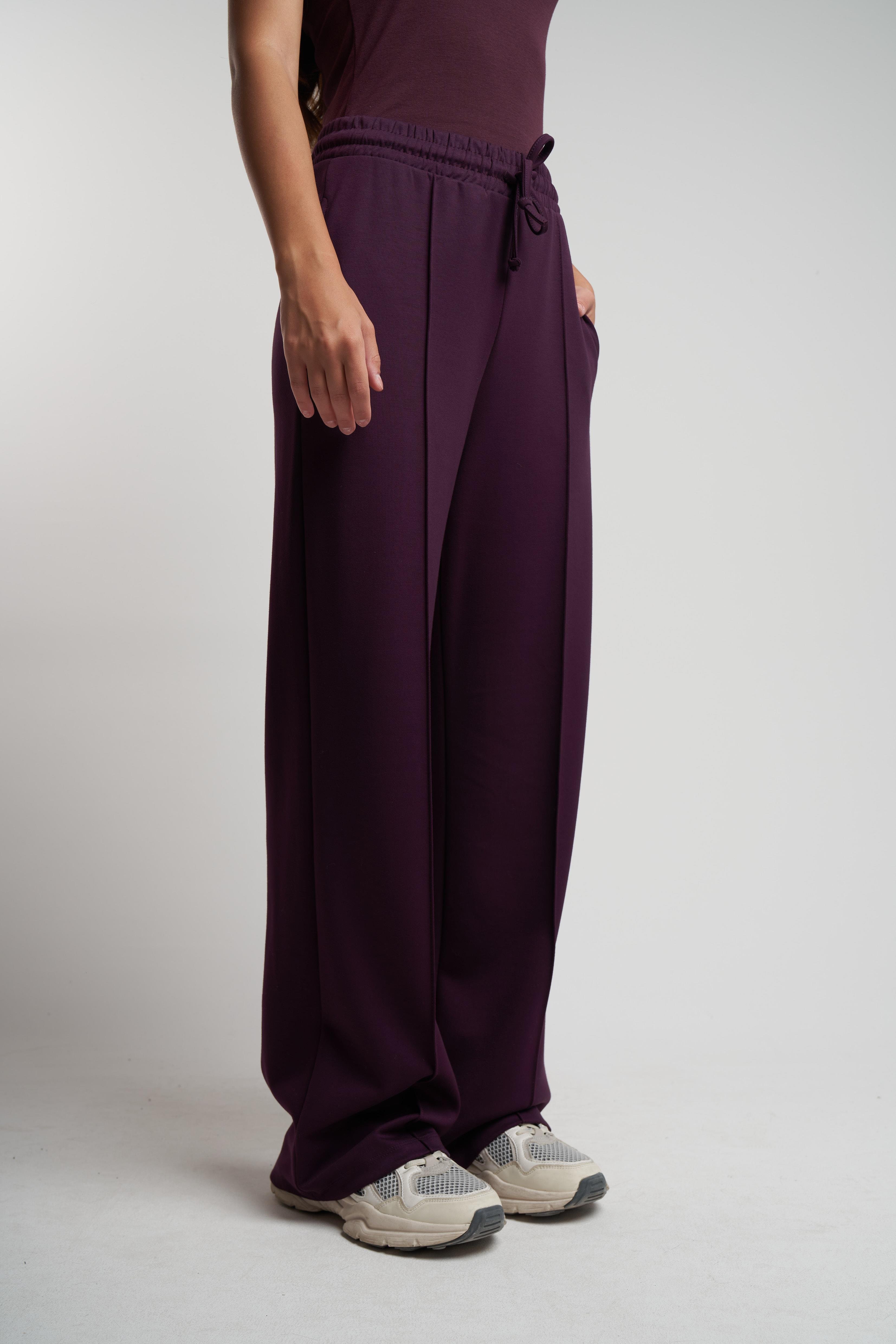 Çimalı Bol Paça Modal Pantolon Mürdüm