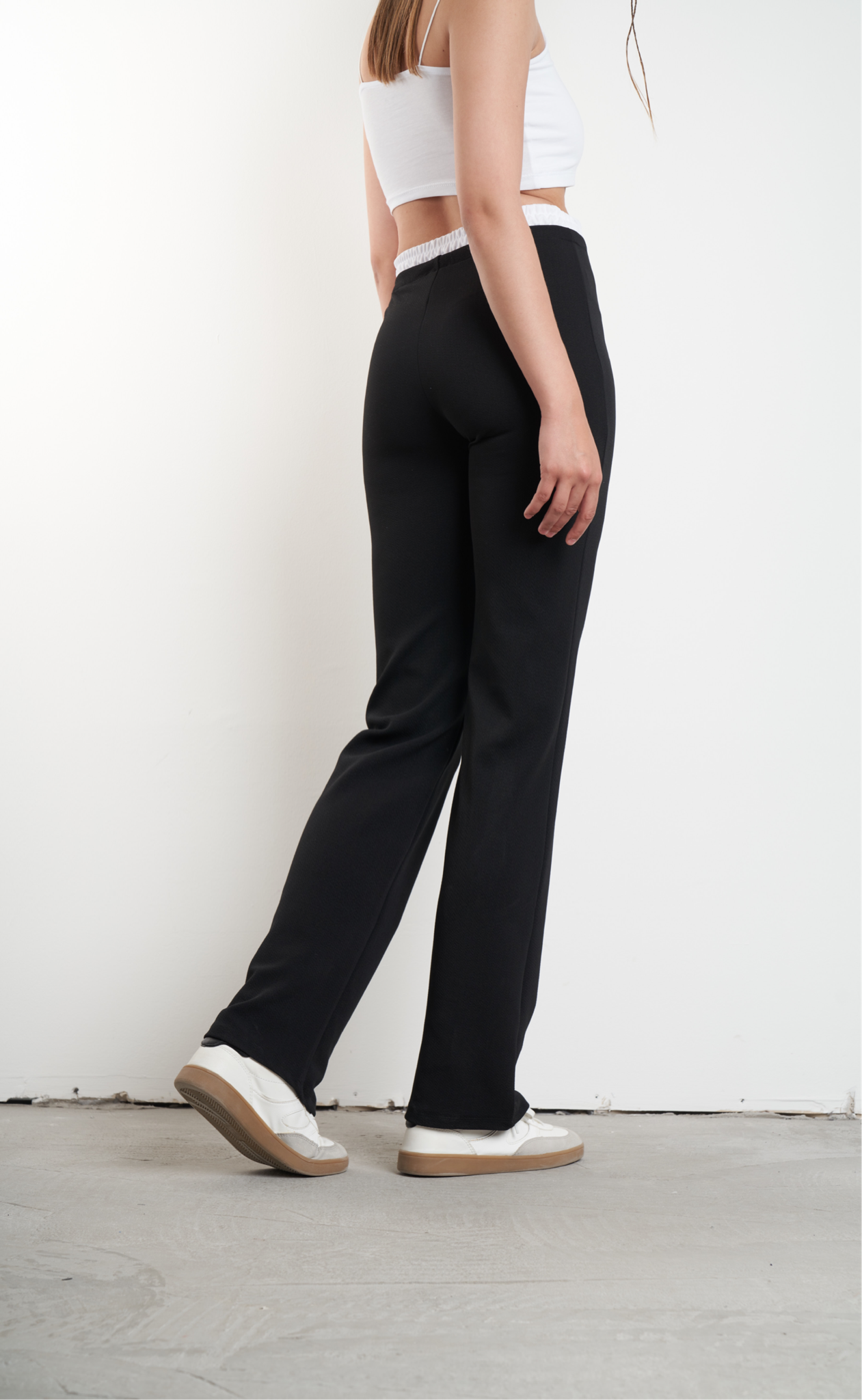 Çimalı Bol Paça Pantolon Siyah