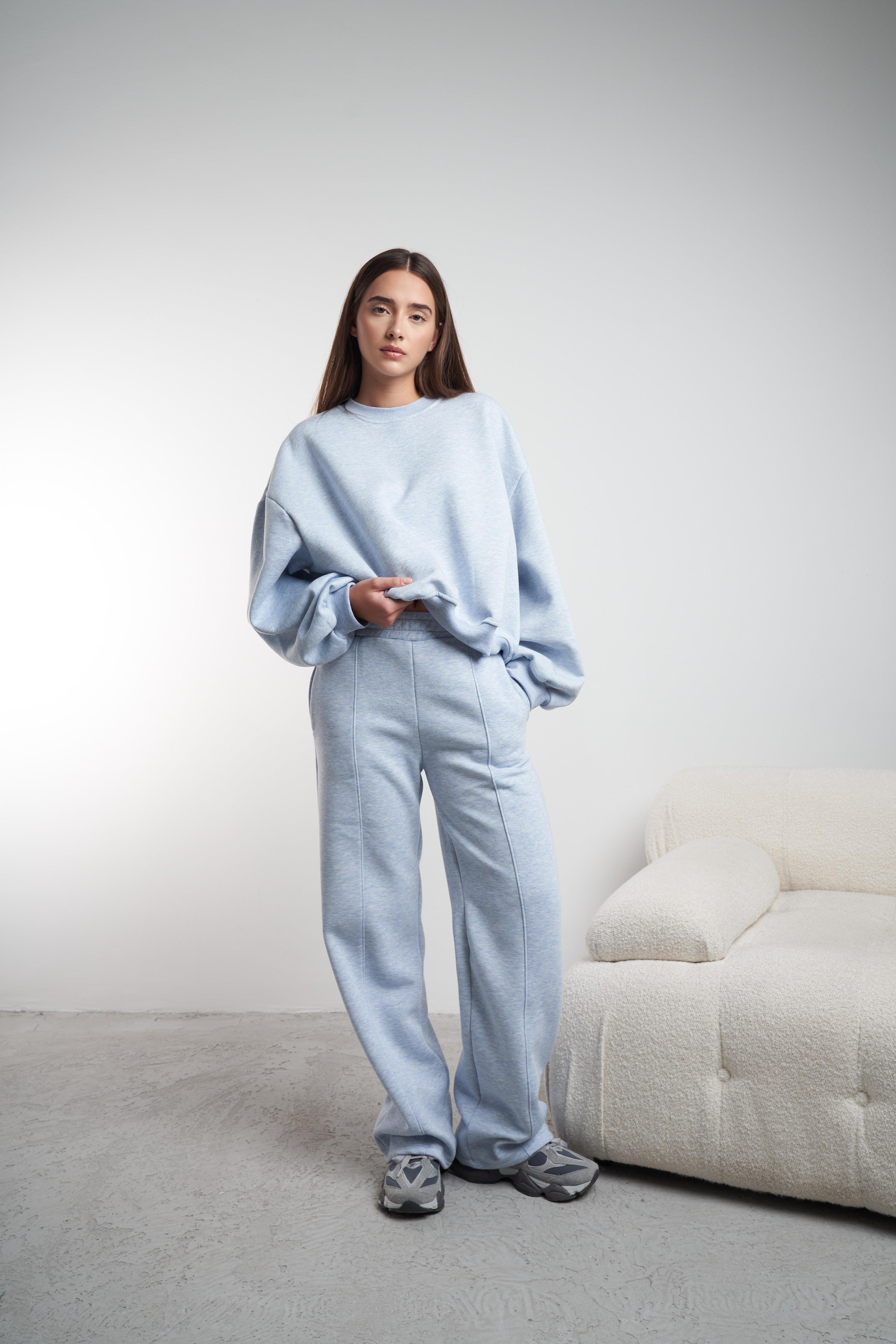 Çimalı Bol Paça Şardonlu Pantolon Mavimelanj