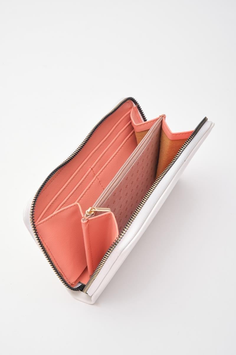Clutch Mat Rugan Cüzdan Beyaz