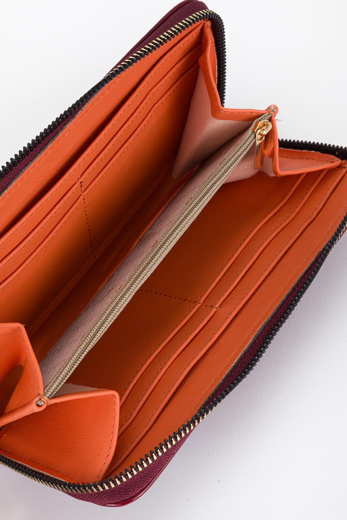 Clutch Mat Rugan Cüzdan Bordo