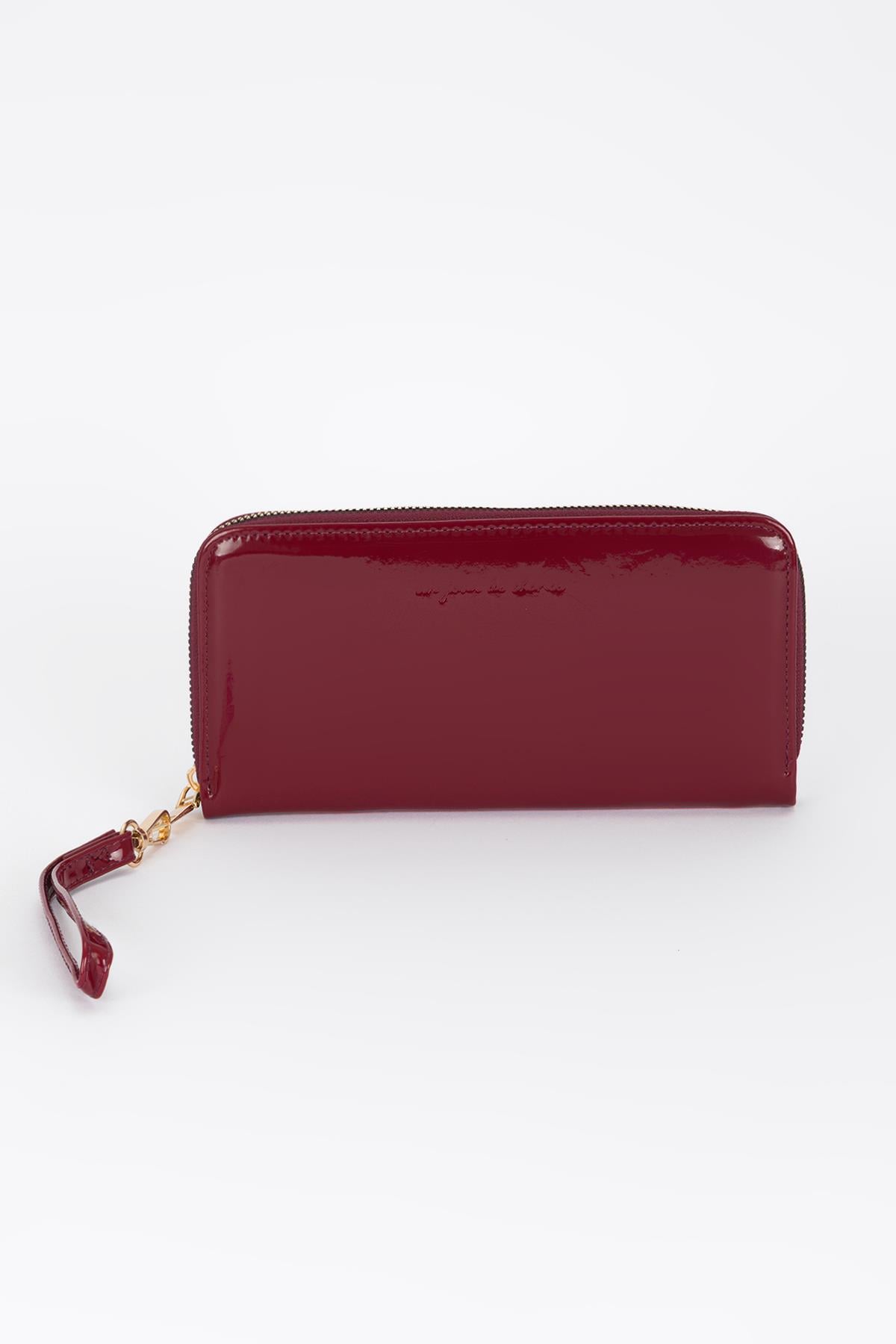 Clutch Mat Rugan Cüzdan Bordo