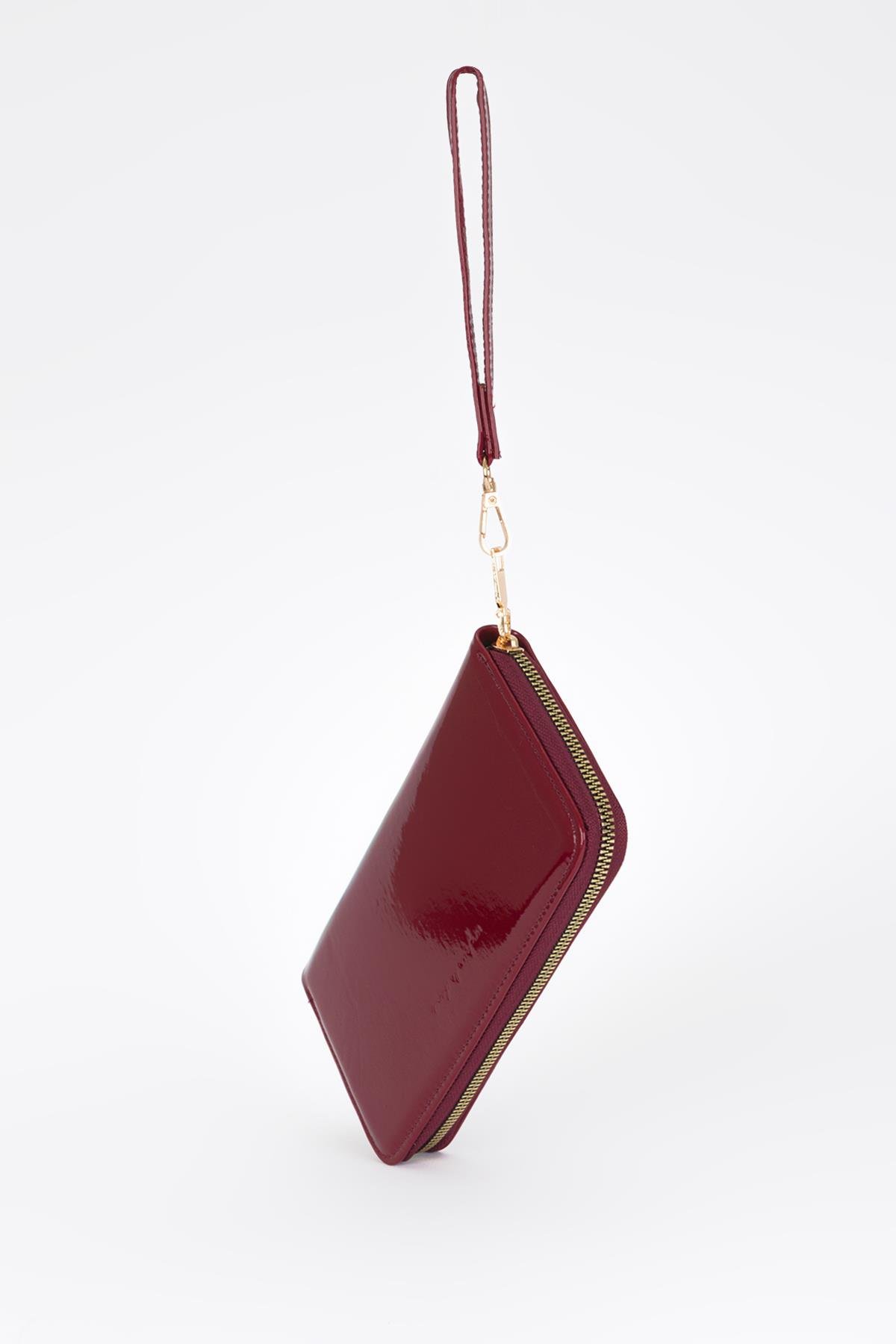 Clutch Mat Rugan Cüzdan Bordo