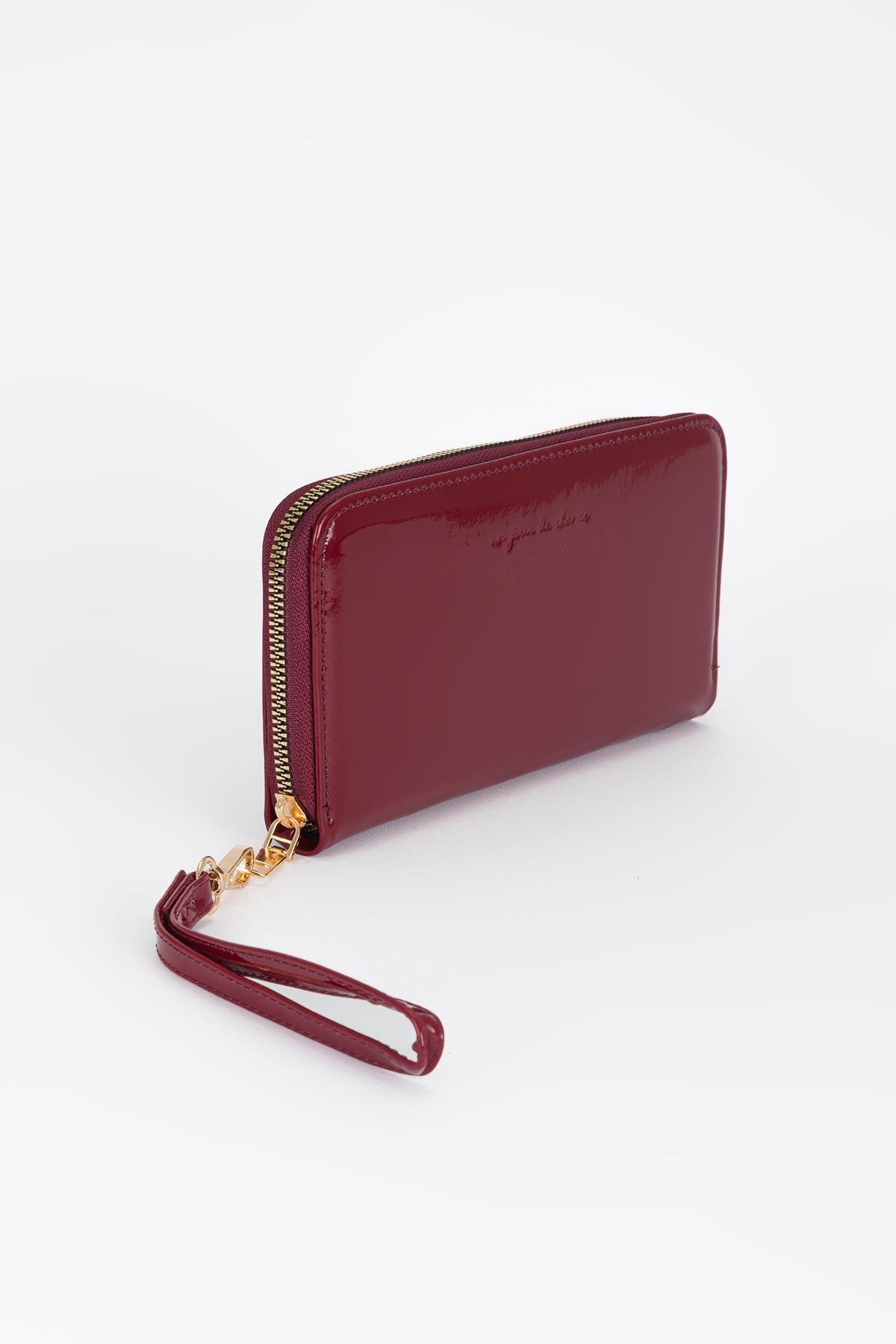 Clutch Mat Rugan Cüzdan Bordo