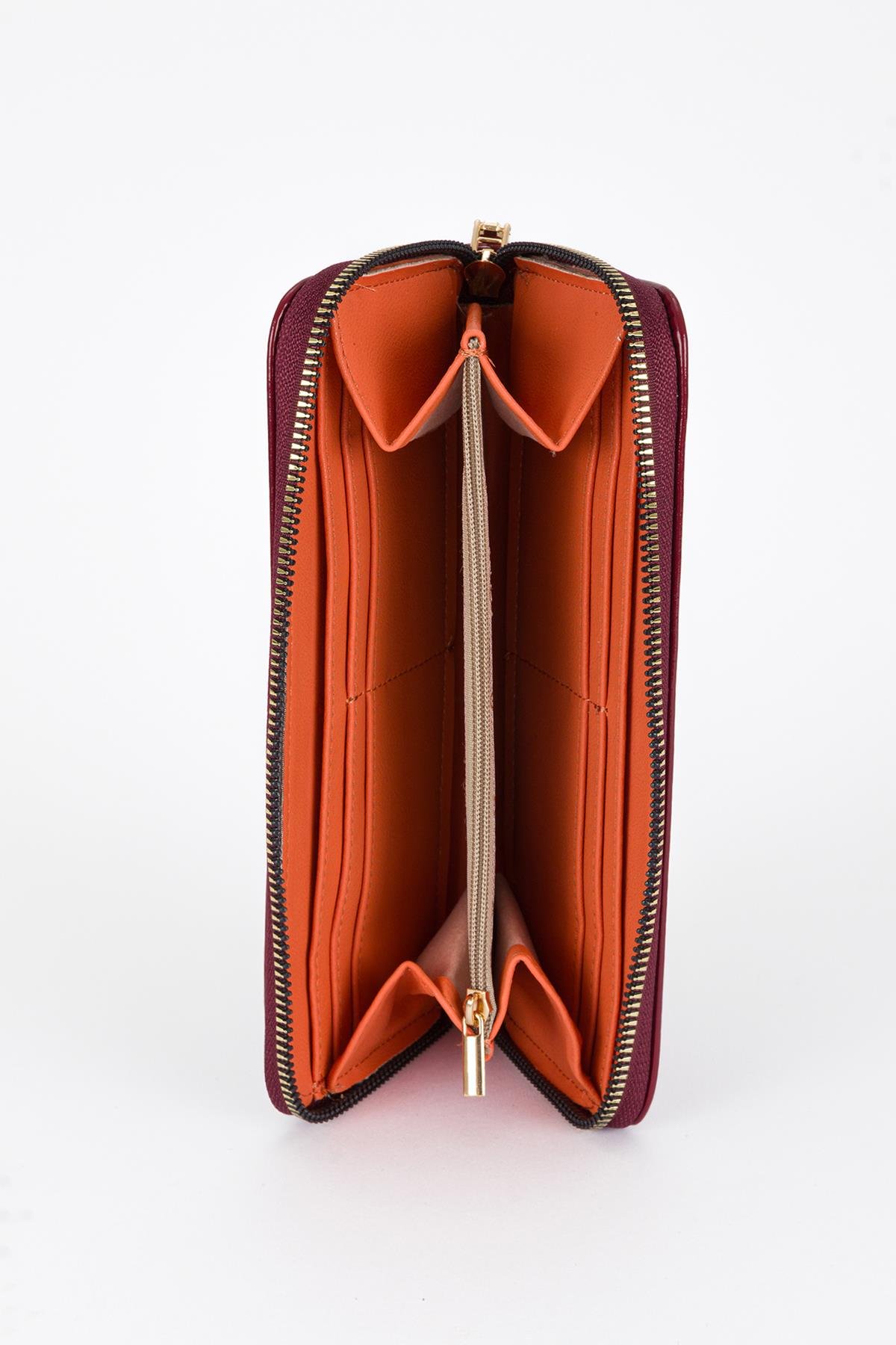 Clutch Mat Rugan Cüzdan Bordo