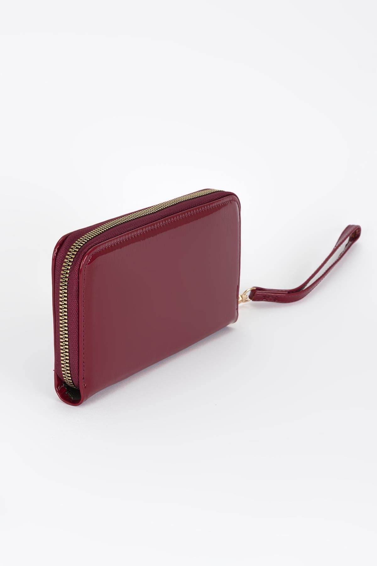 Clutch Mat Rugan Cüzdan Bordo