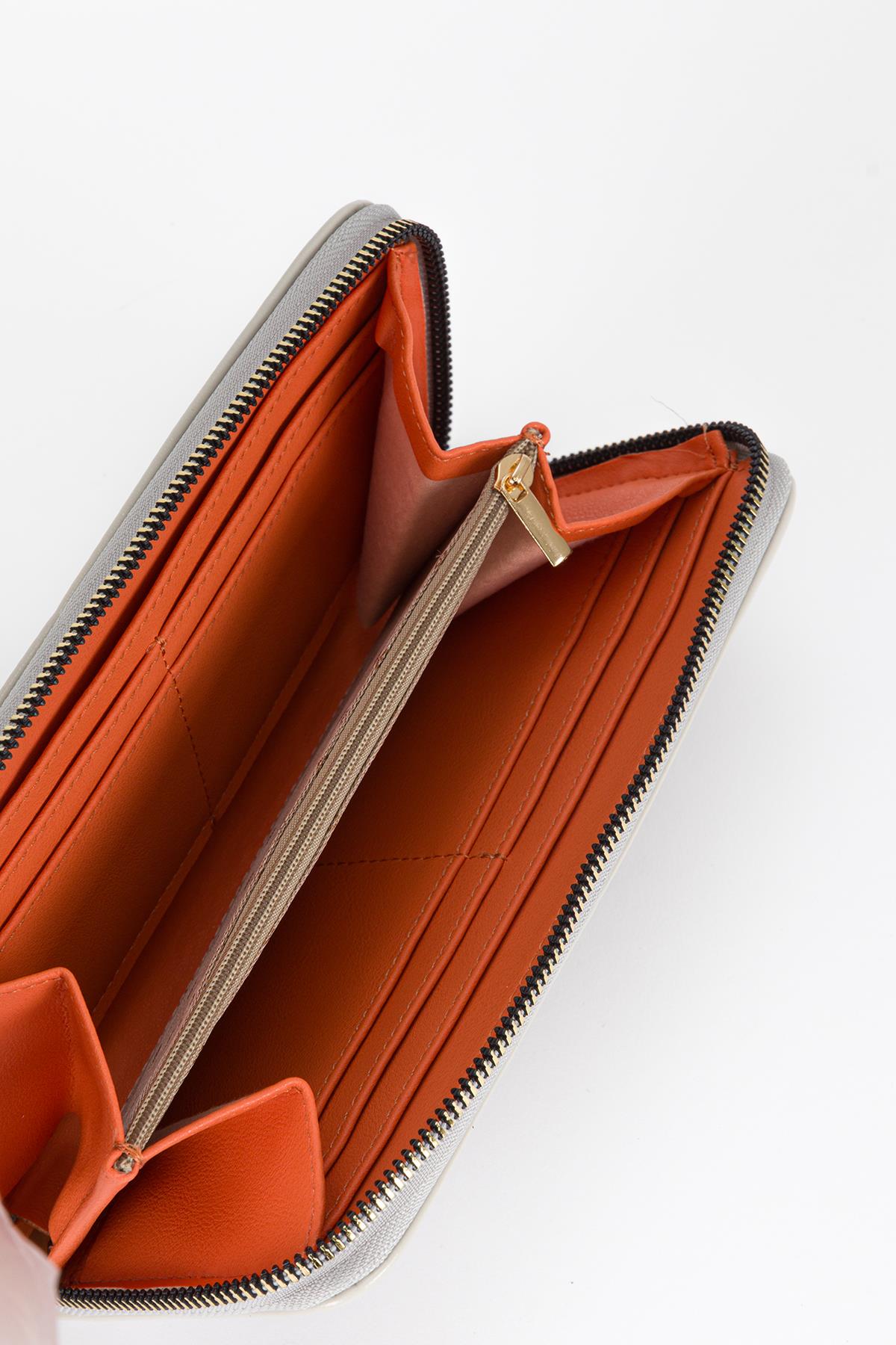 Clutch Mat Rugan Cüzdan Gri