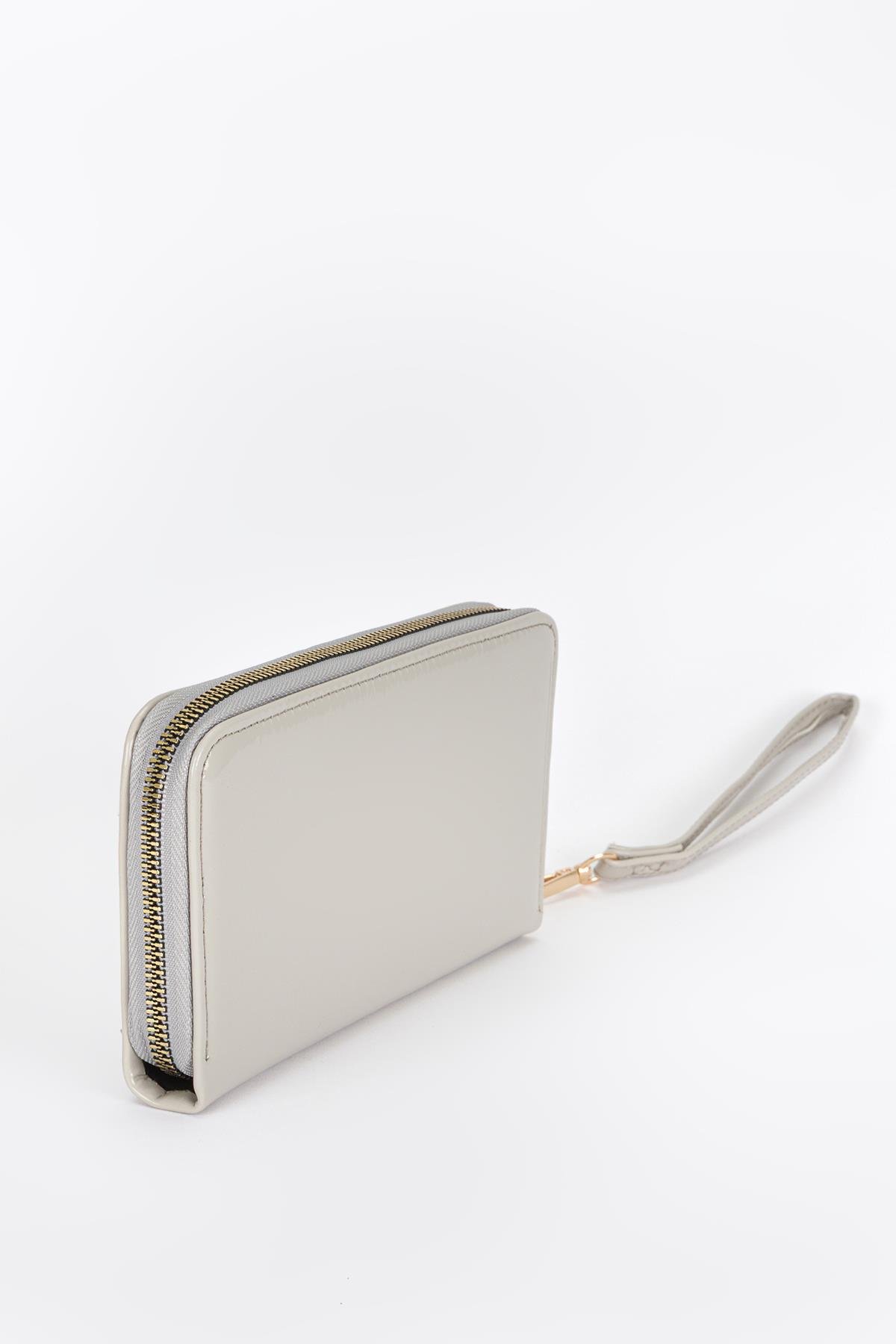 Clutch Mat Rugan Cüzdan Gri