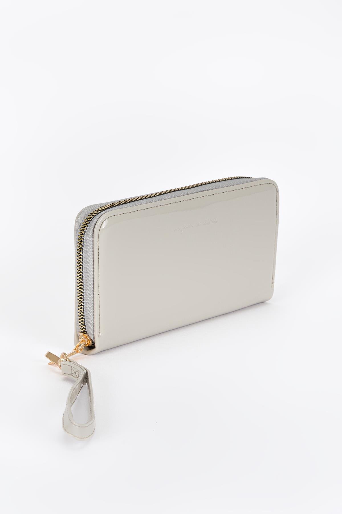 Clutch Mat Rugan Cüzdan Gri
