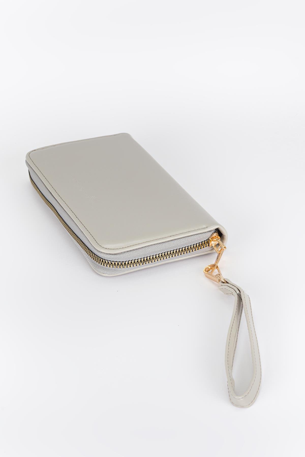 Clutch Mat Rugan Cüzdan Gri