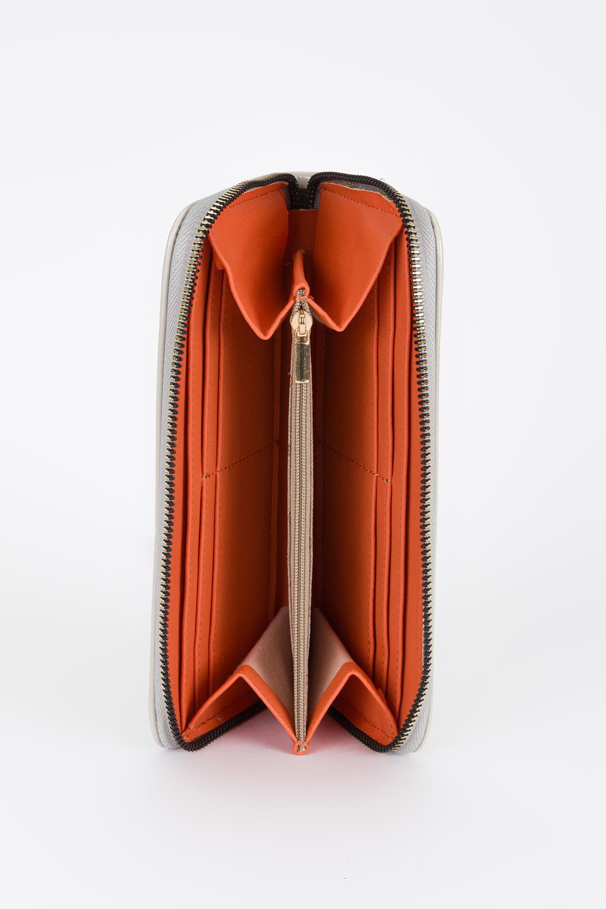 Clutch Mat Rugan Cüzdan Gri