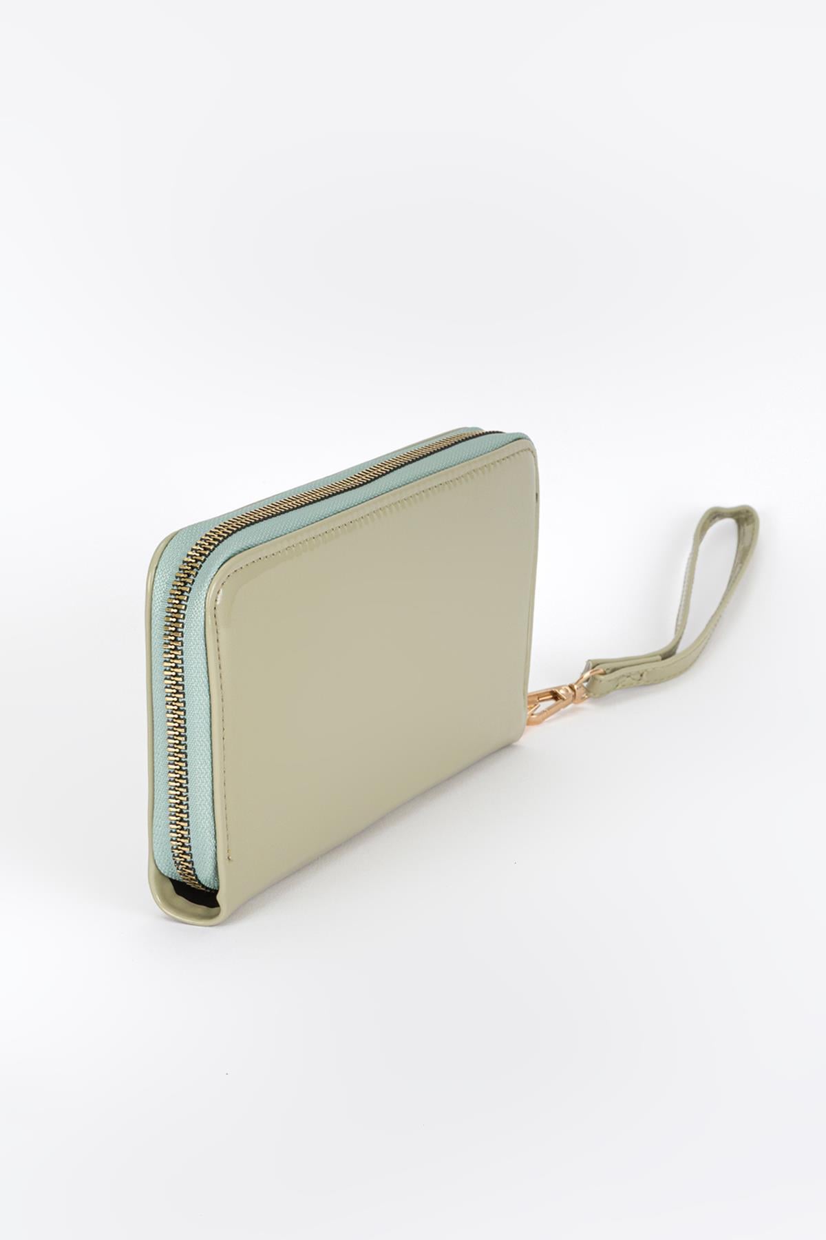 Clutch Mat Rugan Cüzdan Mint