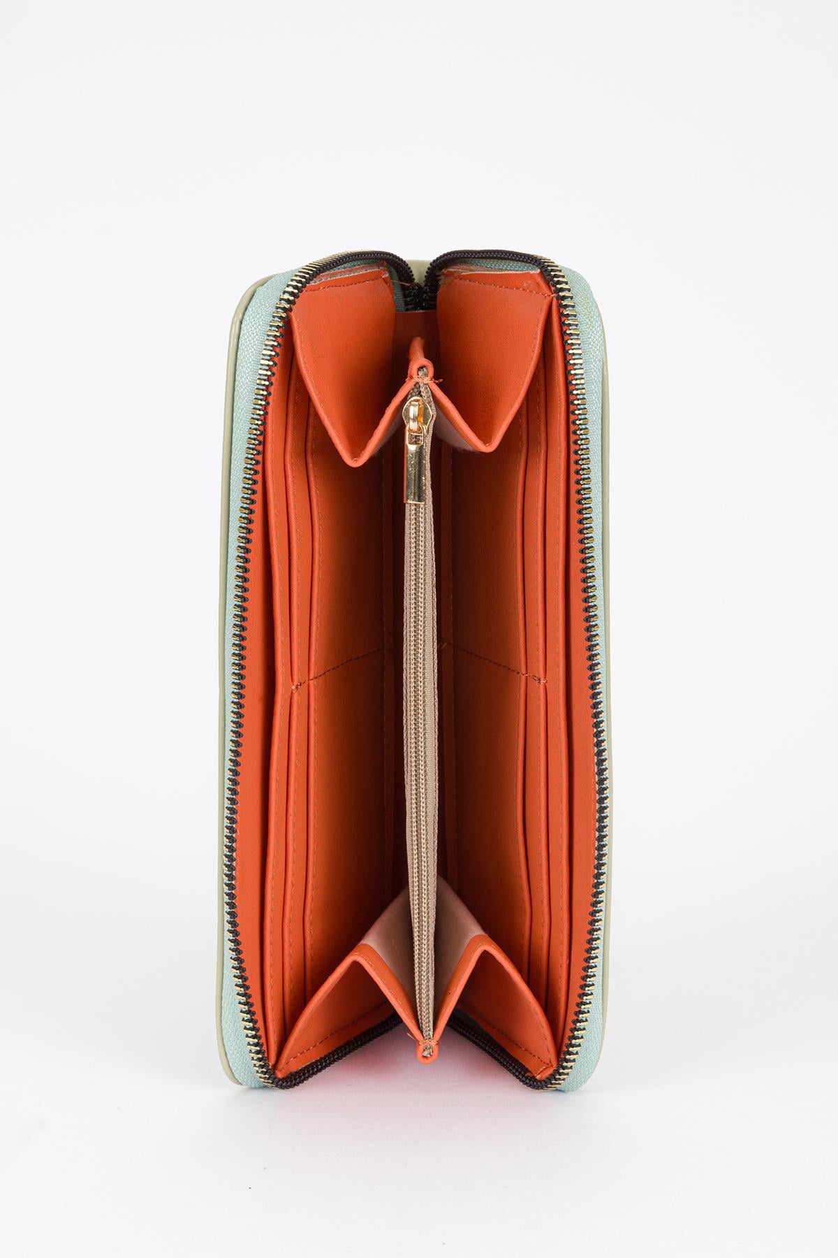 Clutch Mat Rugan Cüzdan Mint