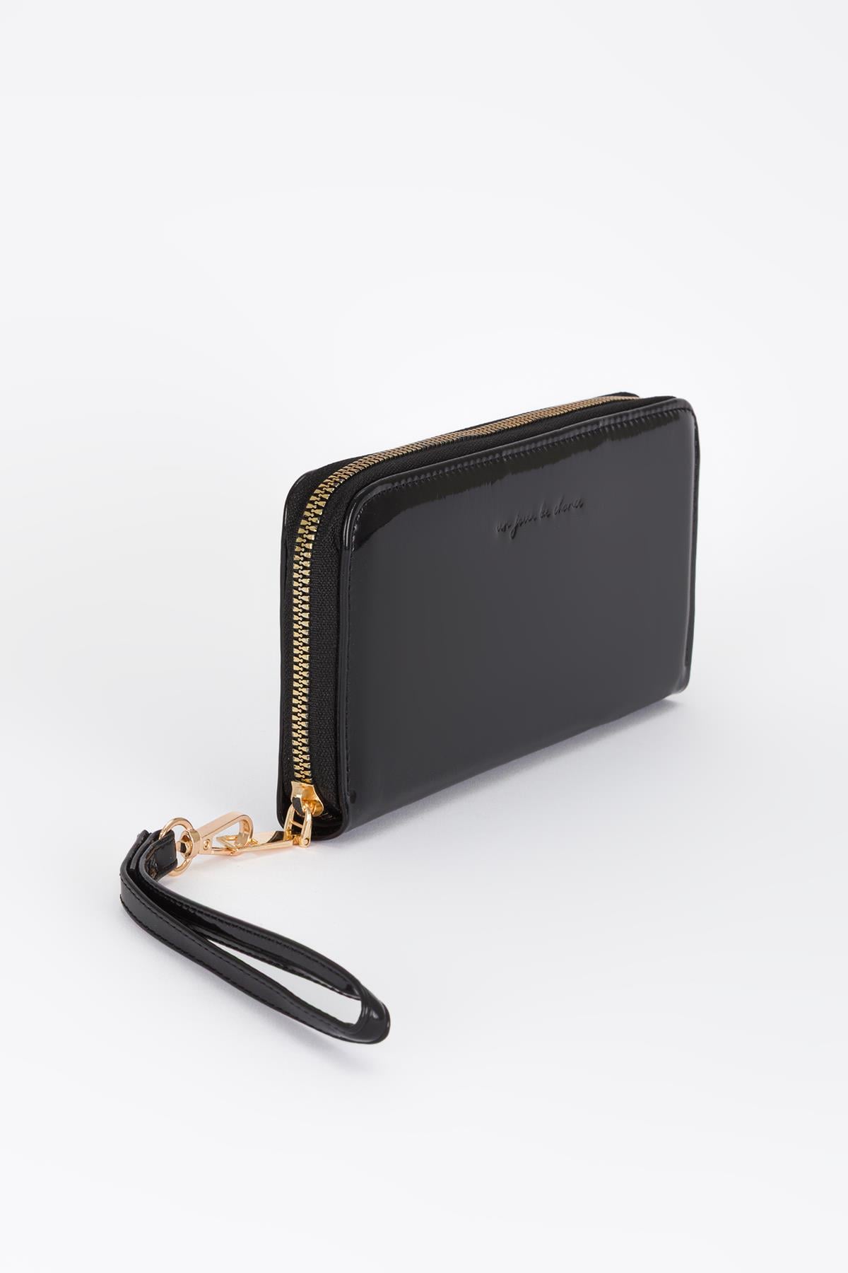 Clutch Mat Rugan Cüzdan Siyah