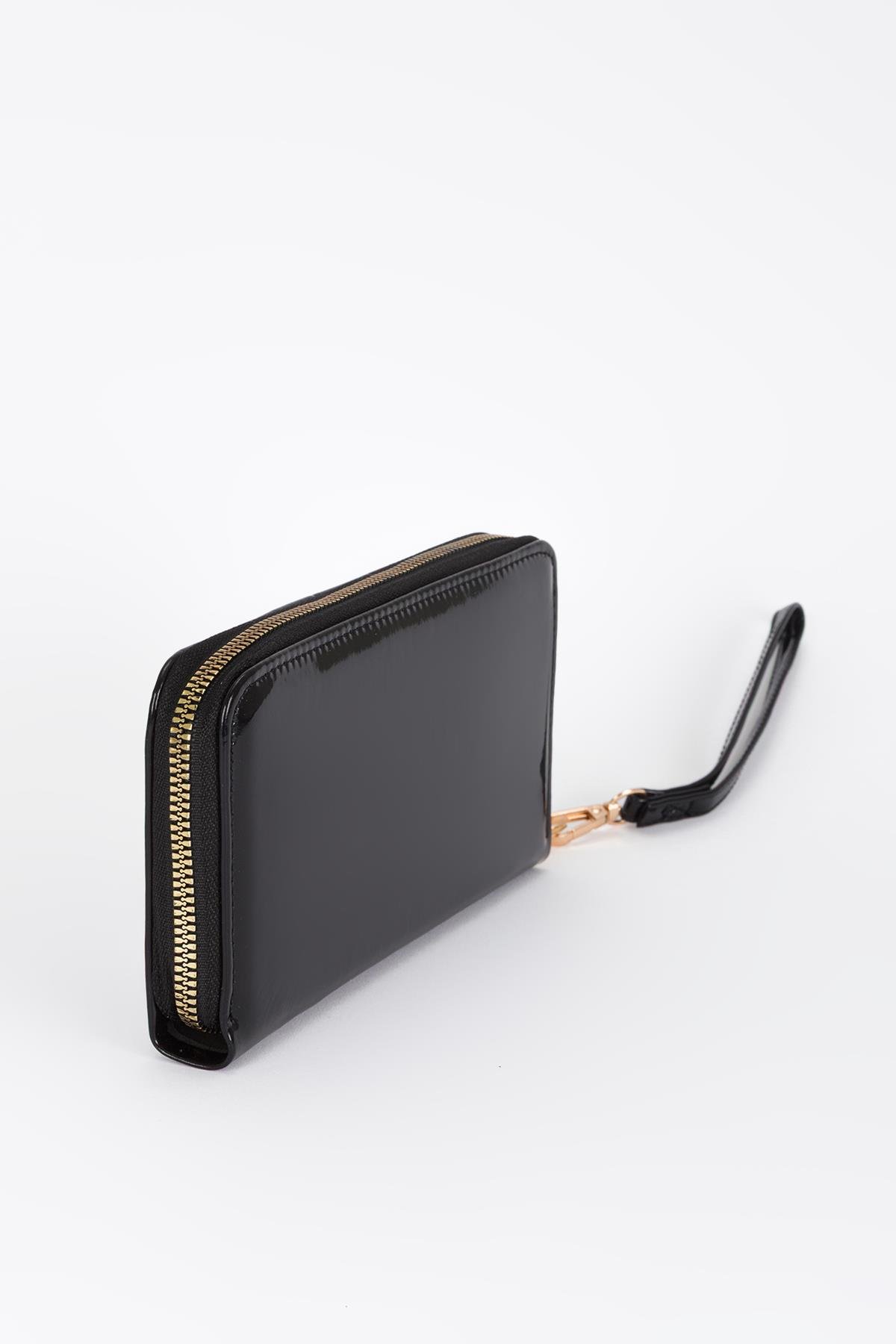 Clutch Mat Rugan Cüzdan Siyah
