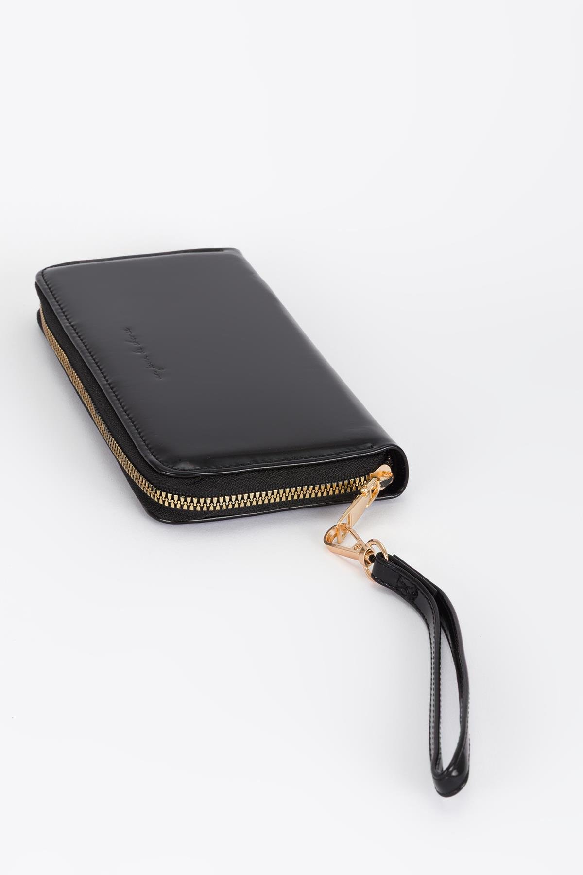 Clutch Mat Rugan Cüzdan Siyah