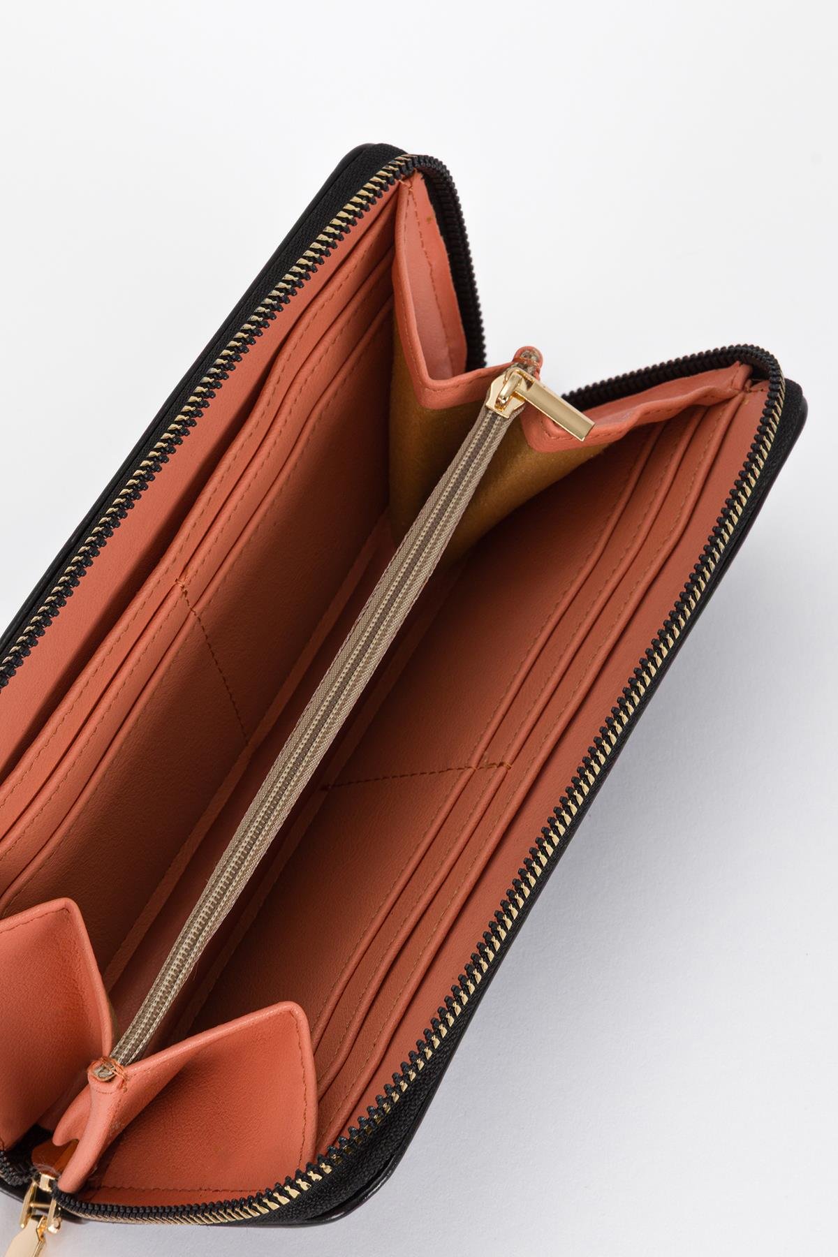 Clutch Mat Rugan Cüzdan Siyah
