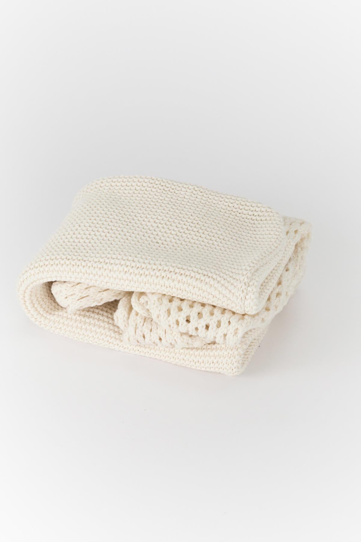 Delikli Basic Triko Çanta Ekru