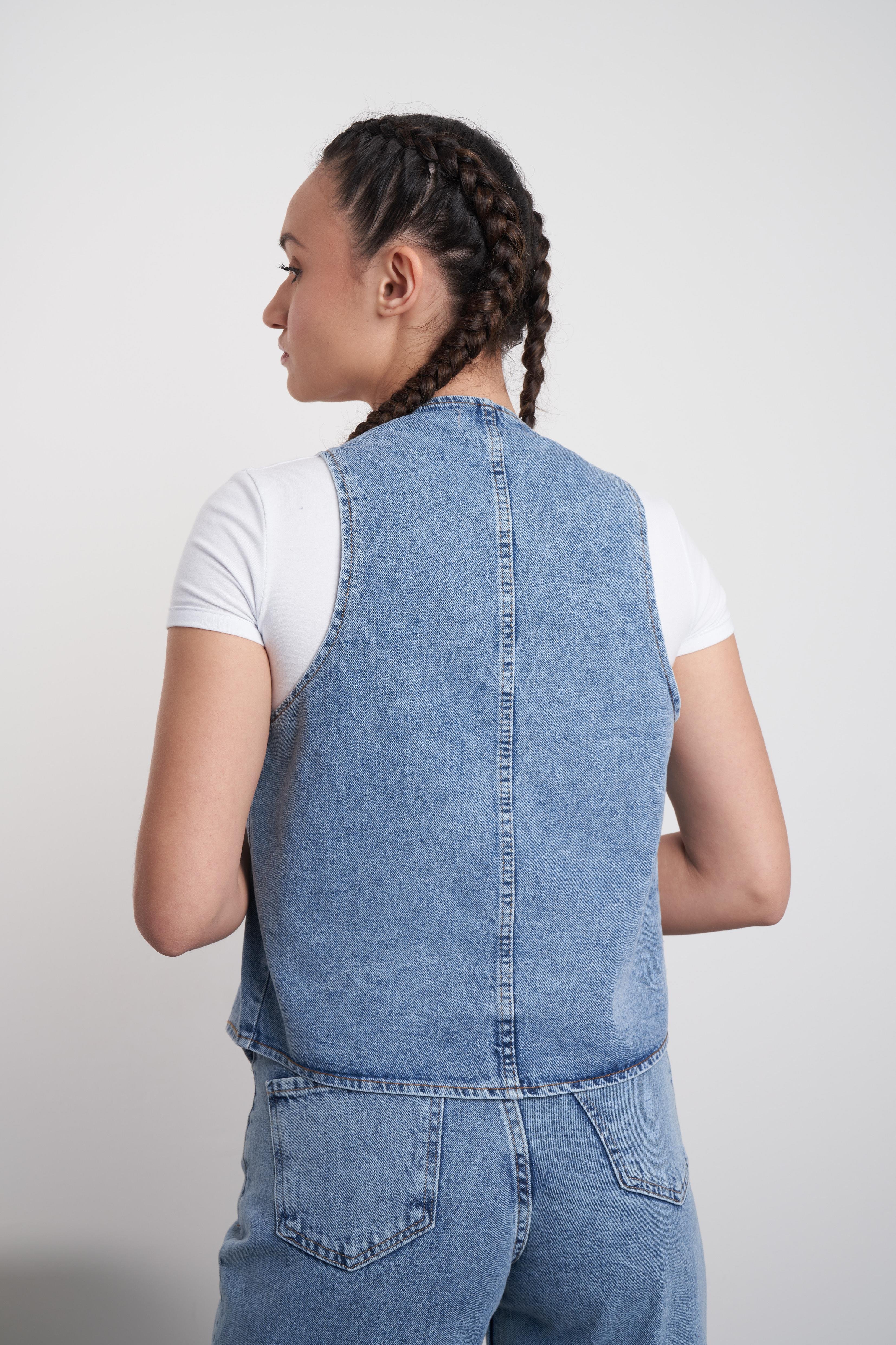 Denim Yelek Mavi