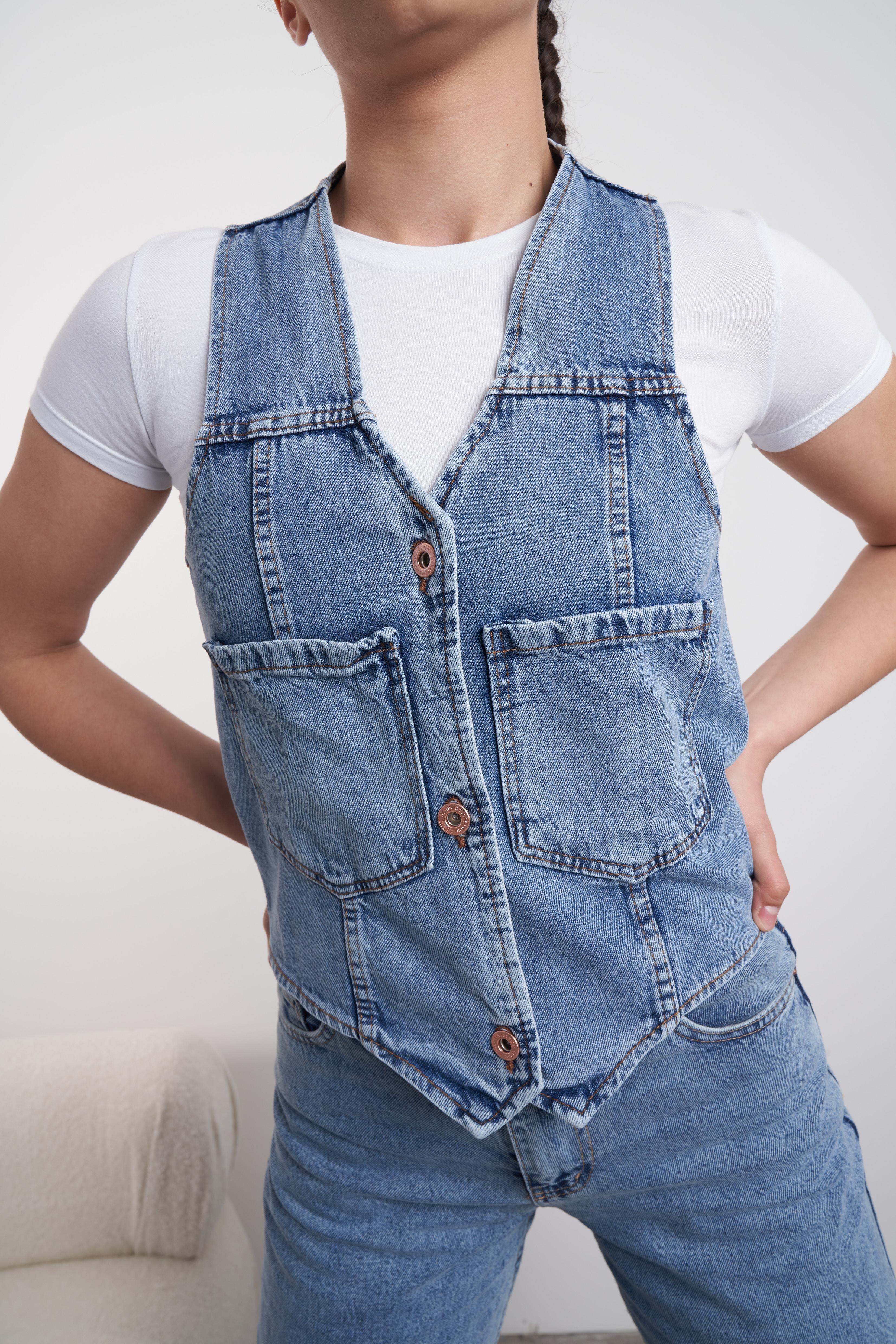 Denim Yelek Mavi
