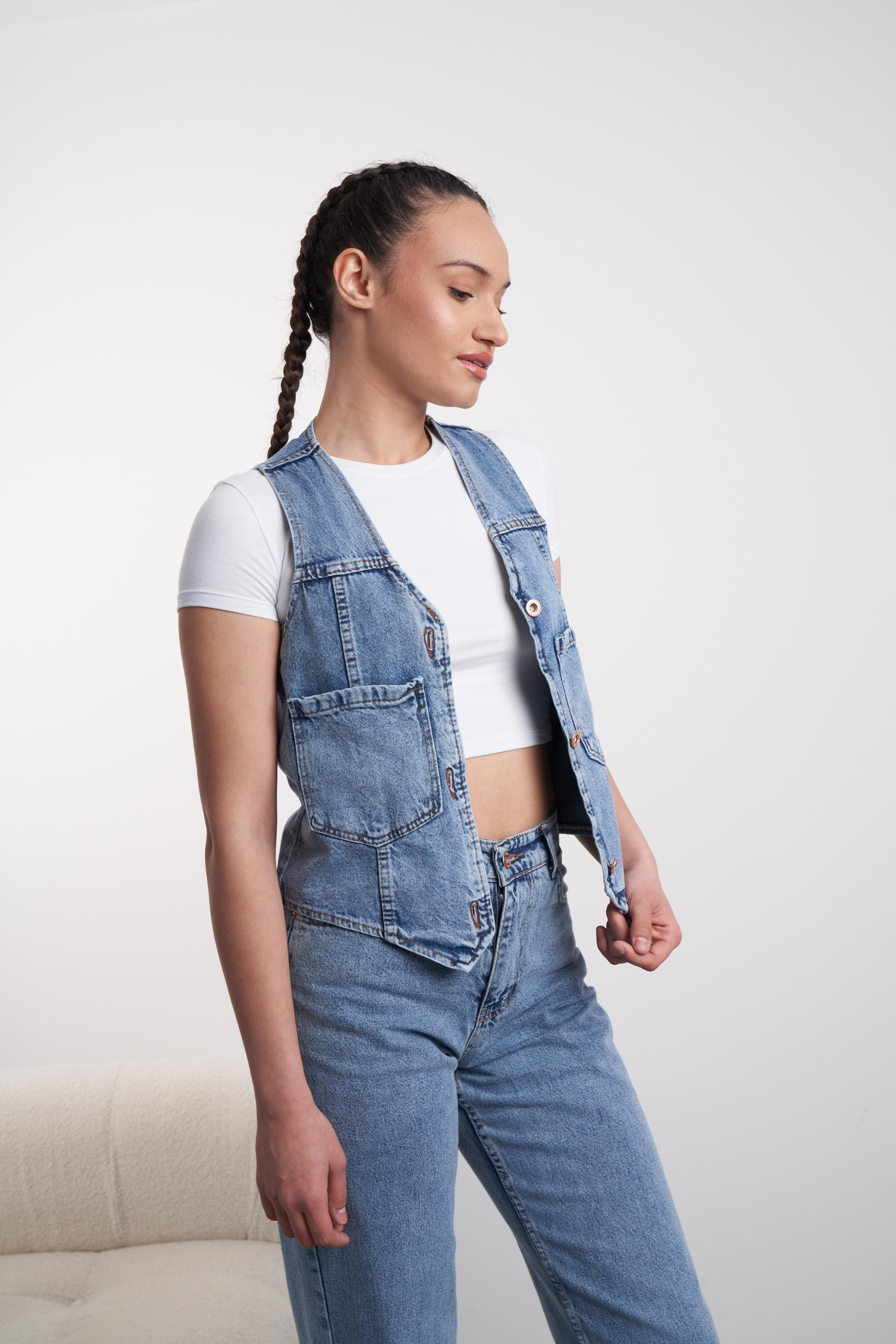 Denim Yelek Mavi