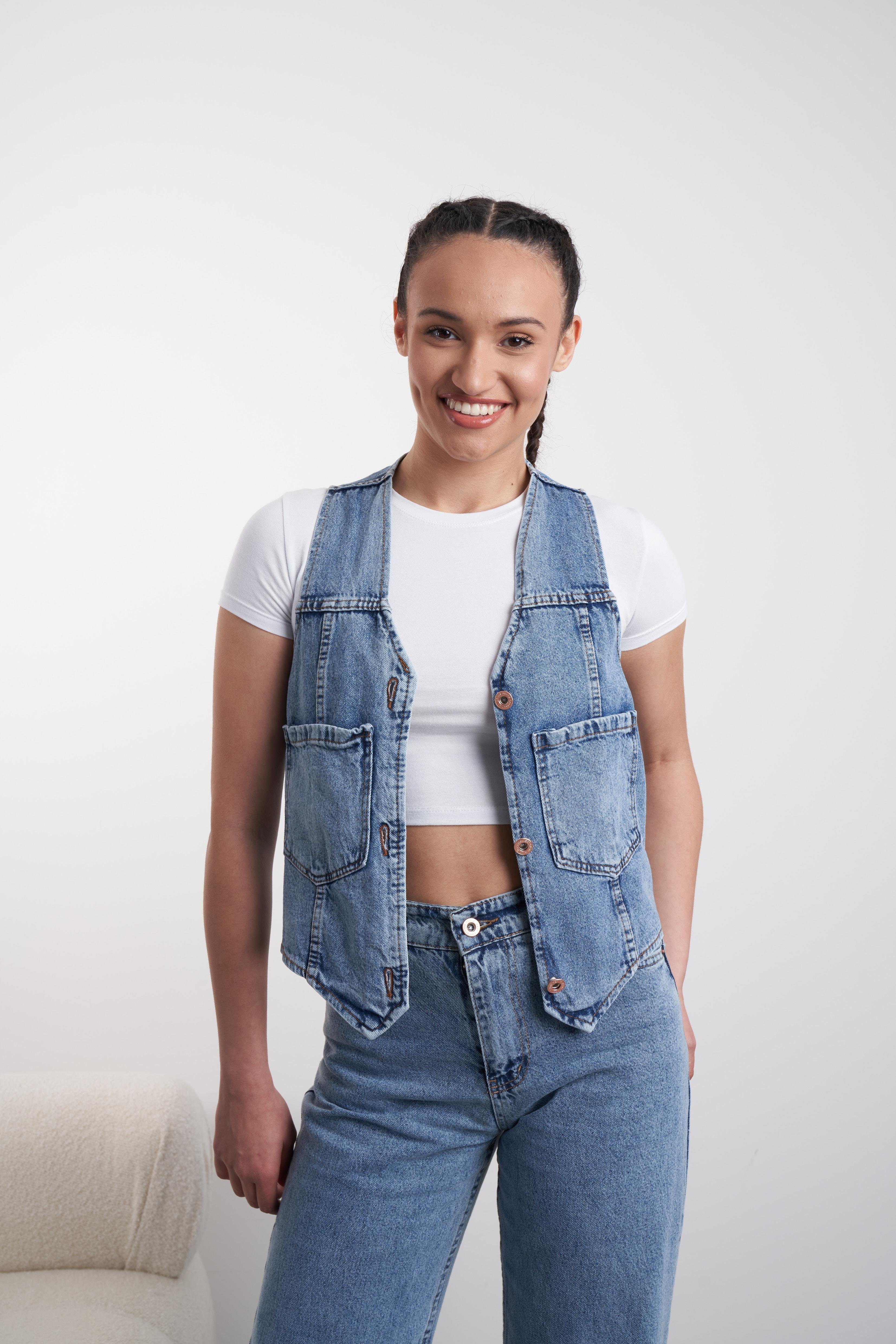 Denim Yelek Mavi