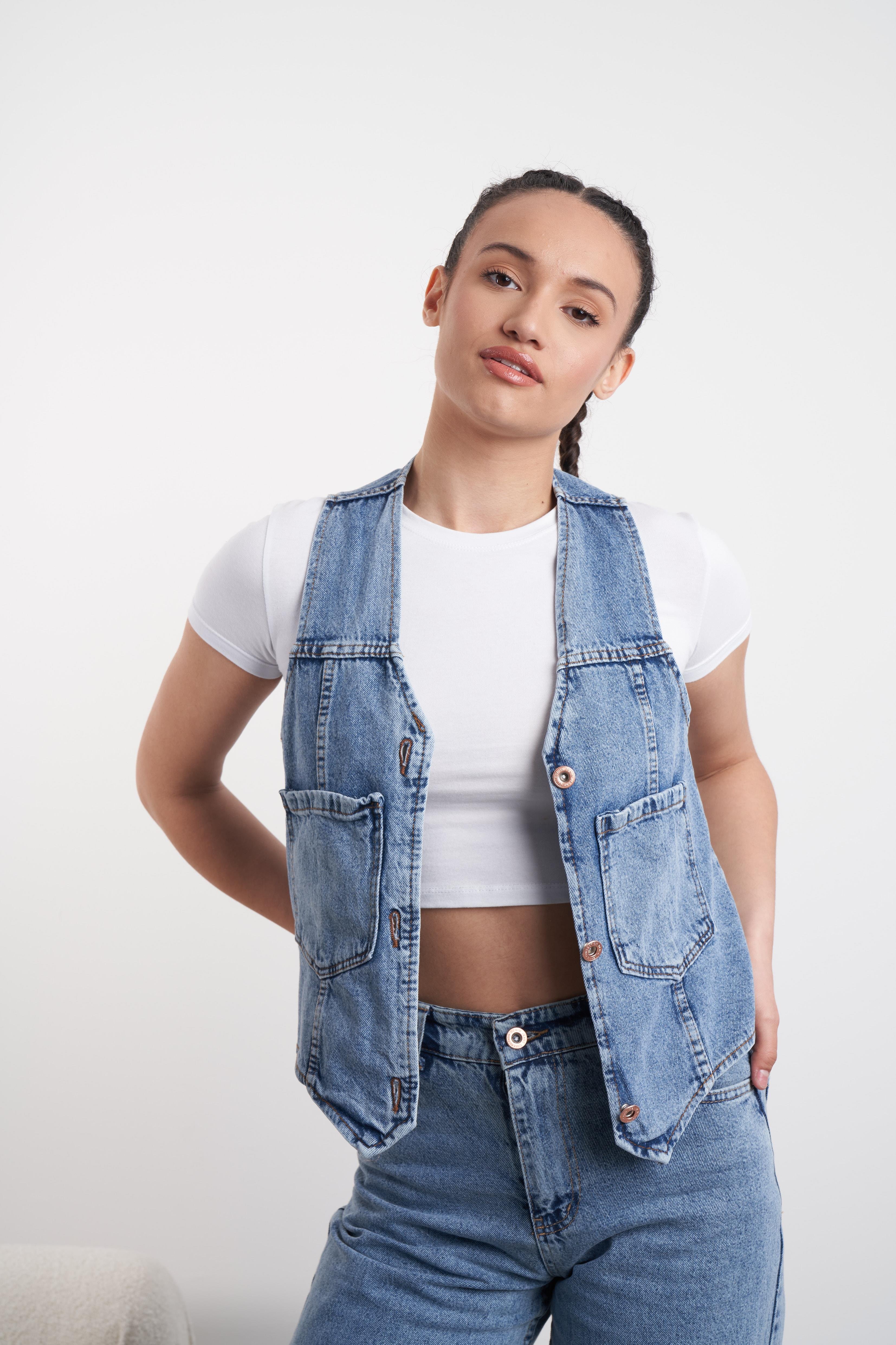 Denim Yelek Mavi