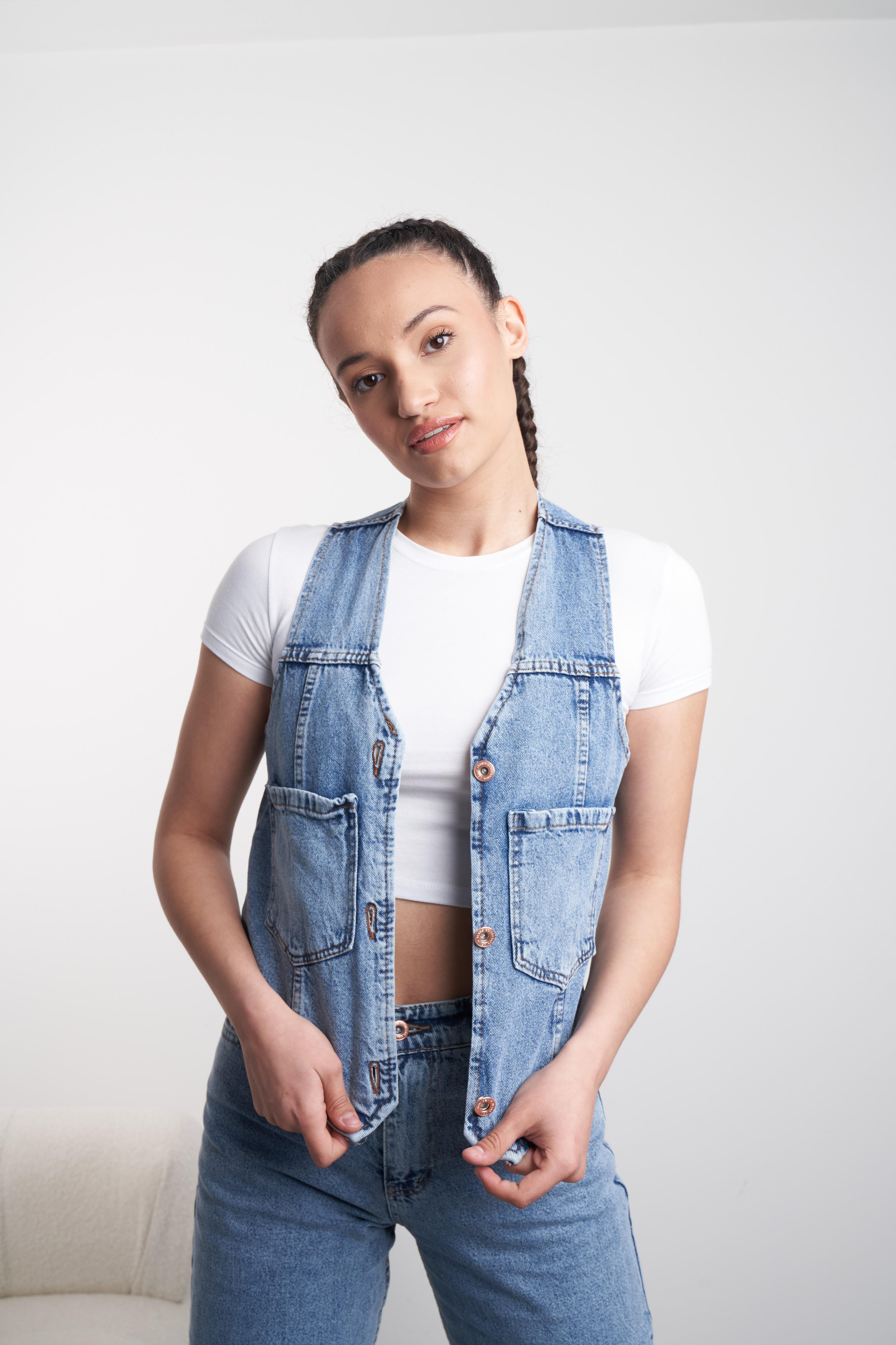 Denim Yelek Mavi